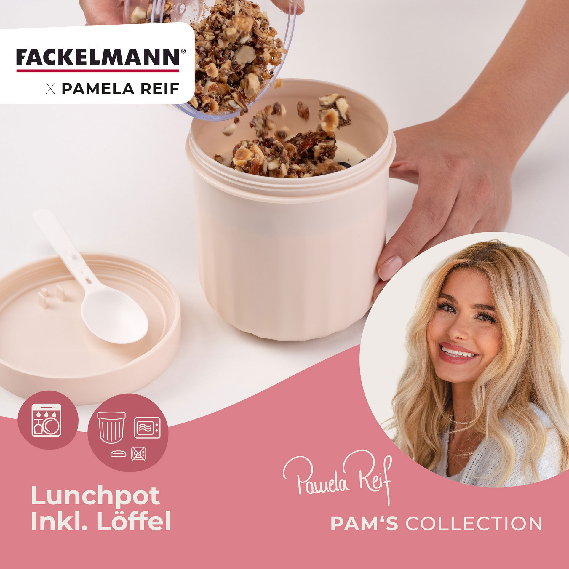 Pamela Reif Müsli to go Becher inkl. Löffel, 500ml, beige
