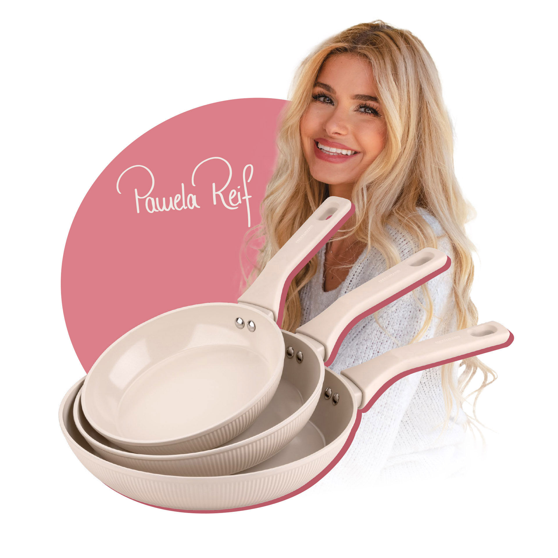 Pamela Reif Bratpfannen-Set, Keramik, Soft-Touch-Griff, 3-tlg.