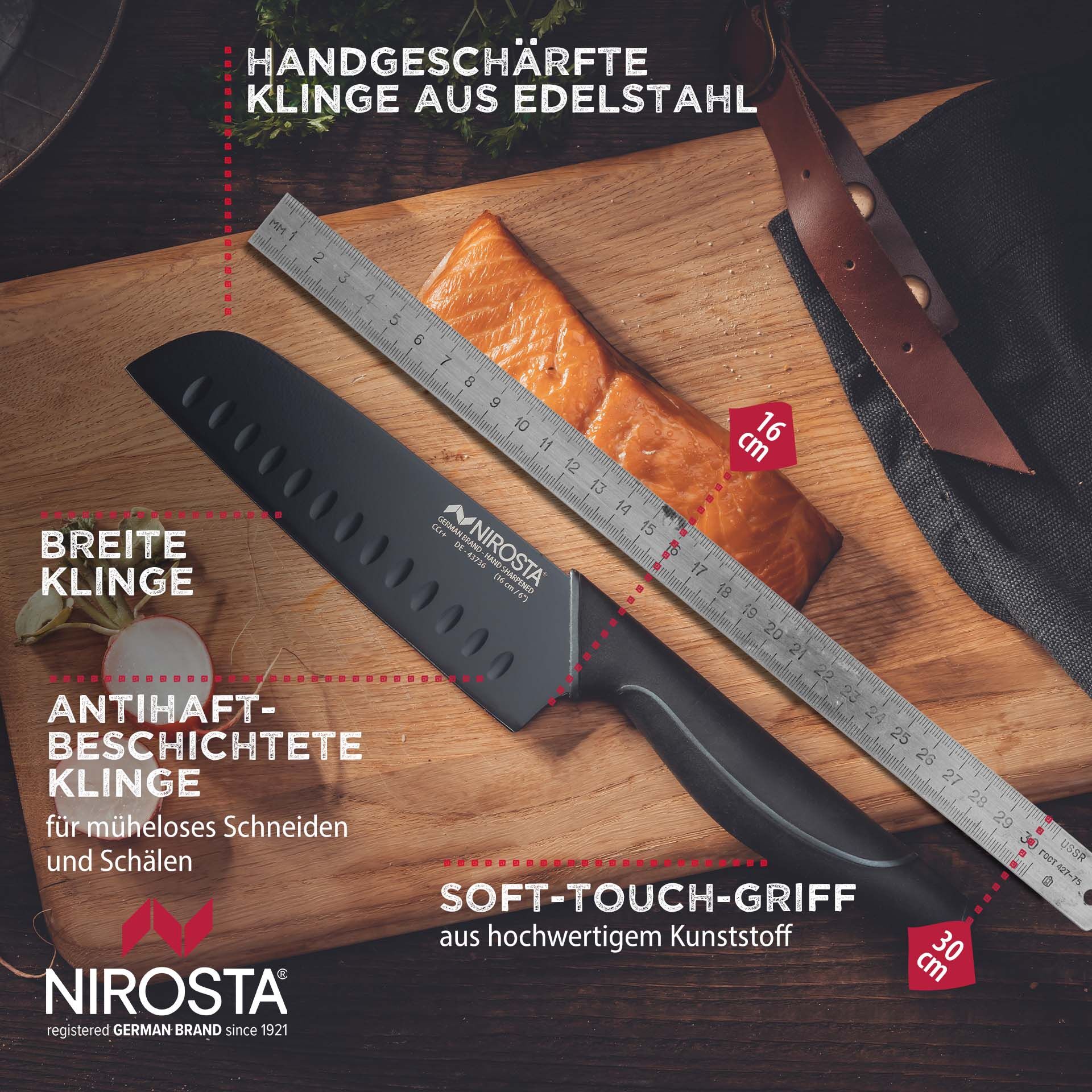 Santokumesser Wave, 16cm Klinge