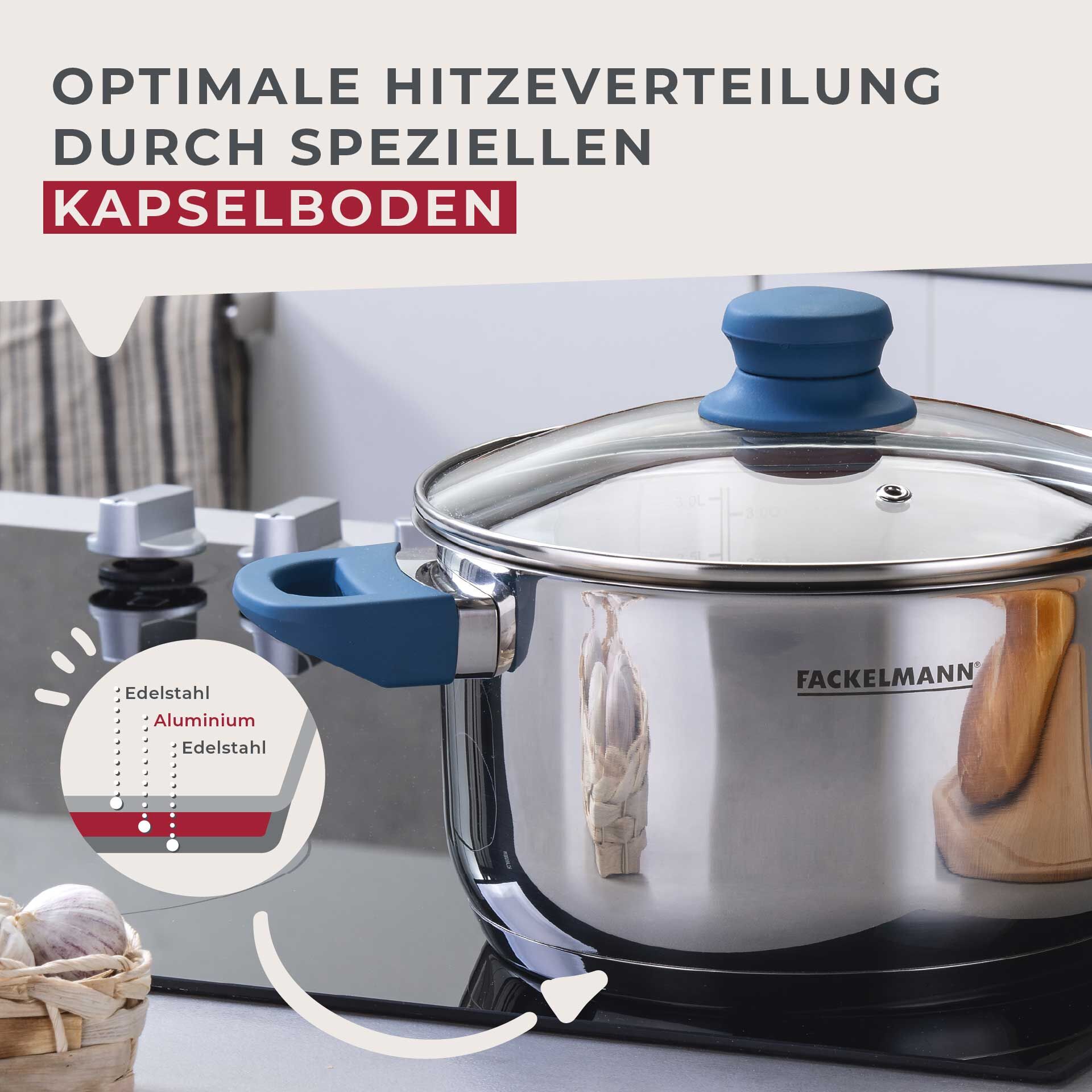 Kochtopf mit Deckel Essential, Ø20cm, blau