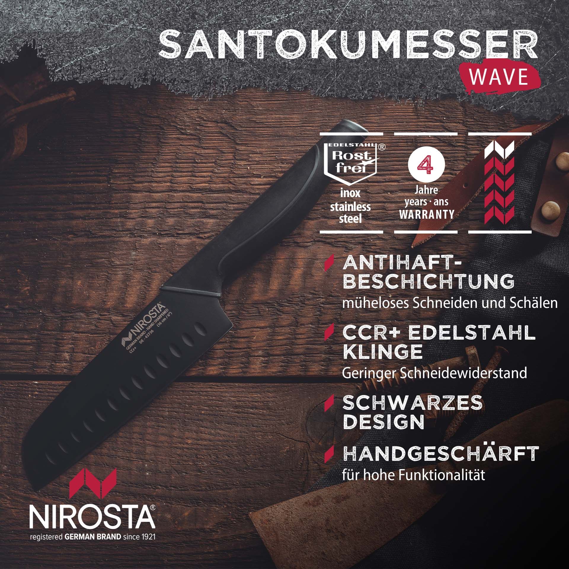 Santokumesser Wave, 16cm Klinge