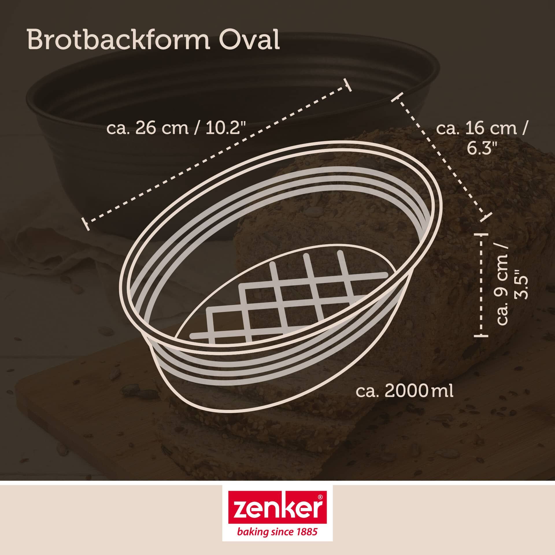 Brotbackform oval Black Metallic, 26x16cm