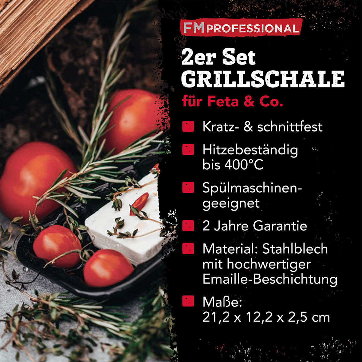 Grillschale Emaille, 21x12cm, 2 Stück