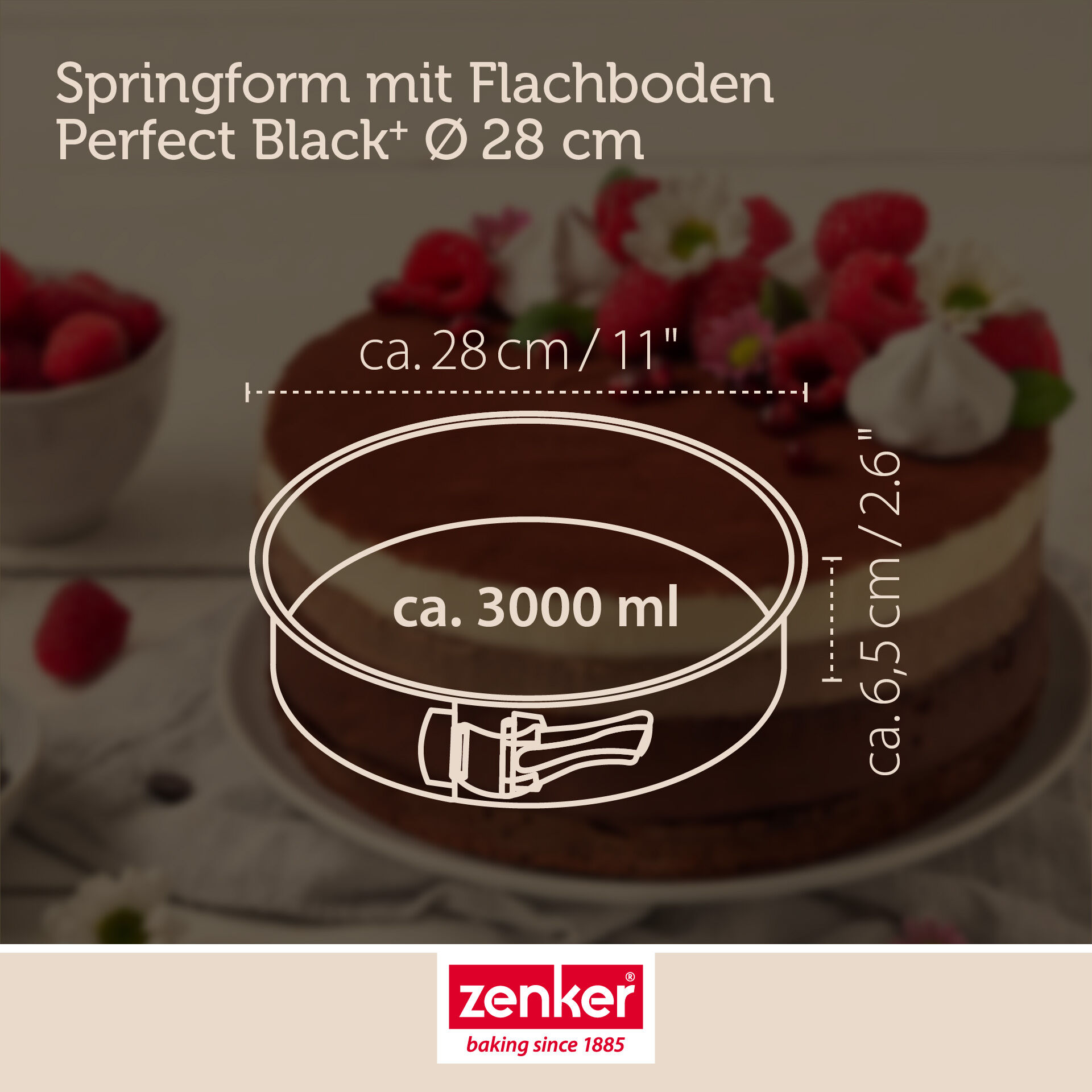 Springform mit Flachboden Perfect Black+, Ø28cm