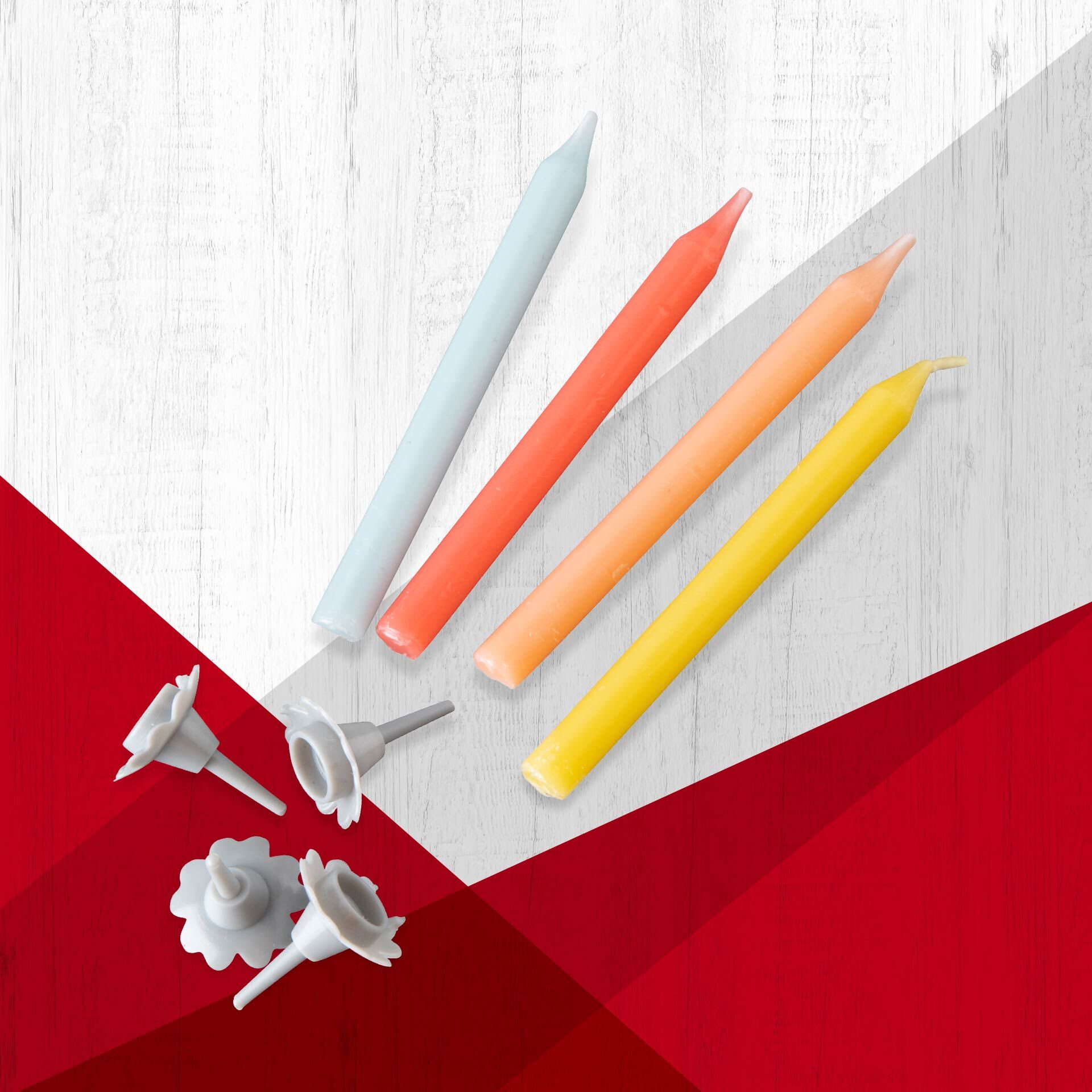 Kerzen inkl. 12 Halter, 6,5 cm, 24Stk