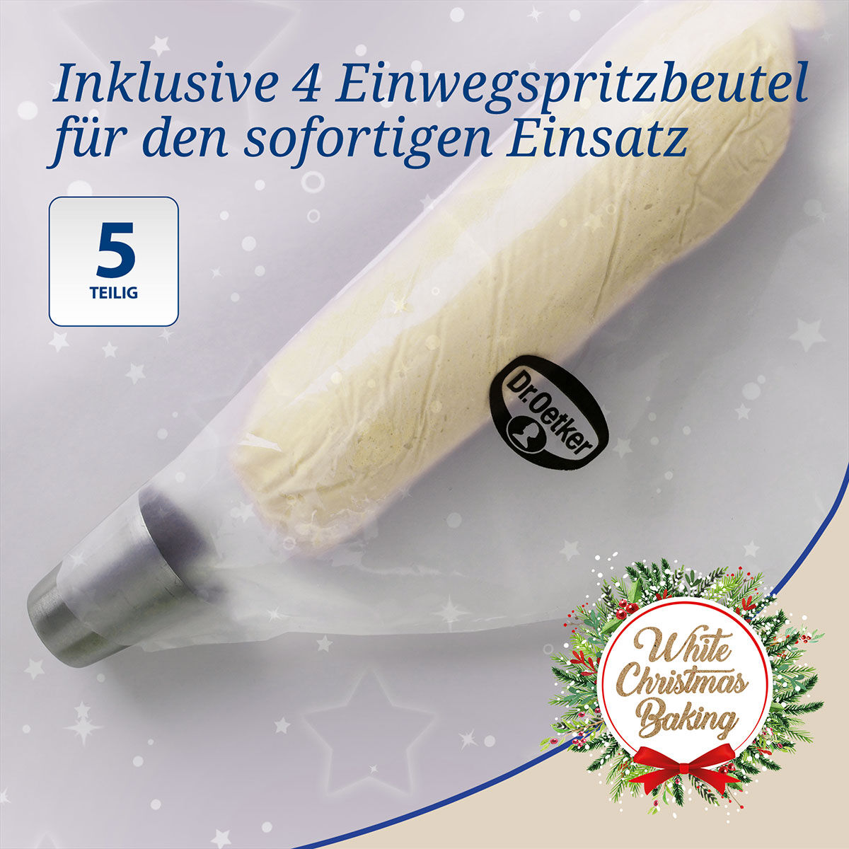 Tülle Schneeflocke inkl. 4 Spritzbeutel White Christmas Baking