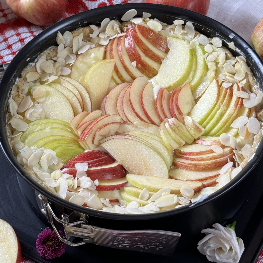 Apfelkuchen mit Pudding