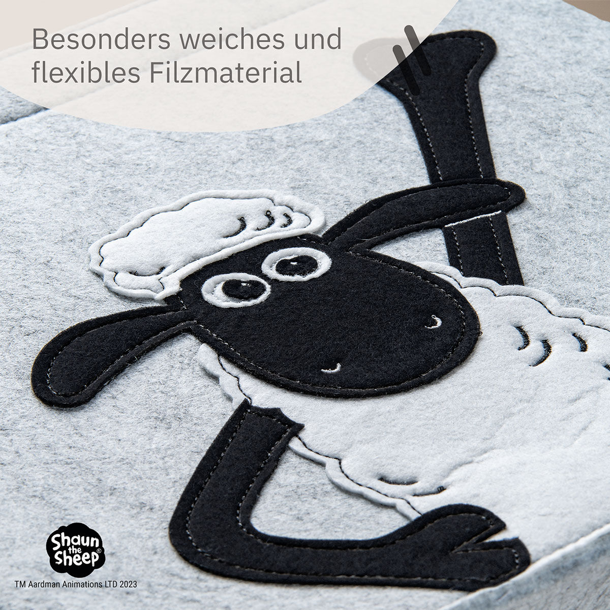 Aufbewahrungsbox Shaun tanzend, Filz, 30x30x30cm