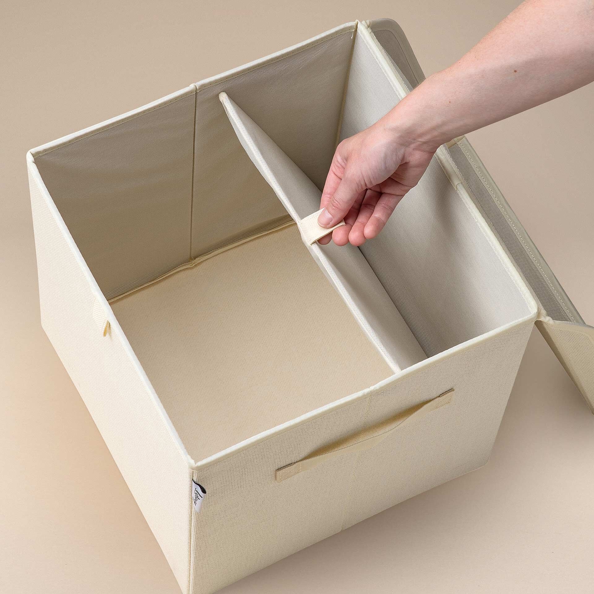 Aufbewahrungsbox mit Deckel, beige, 33x33x33cm