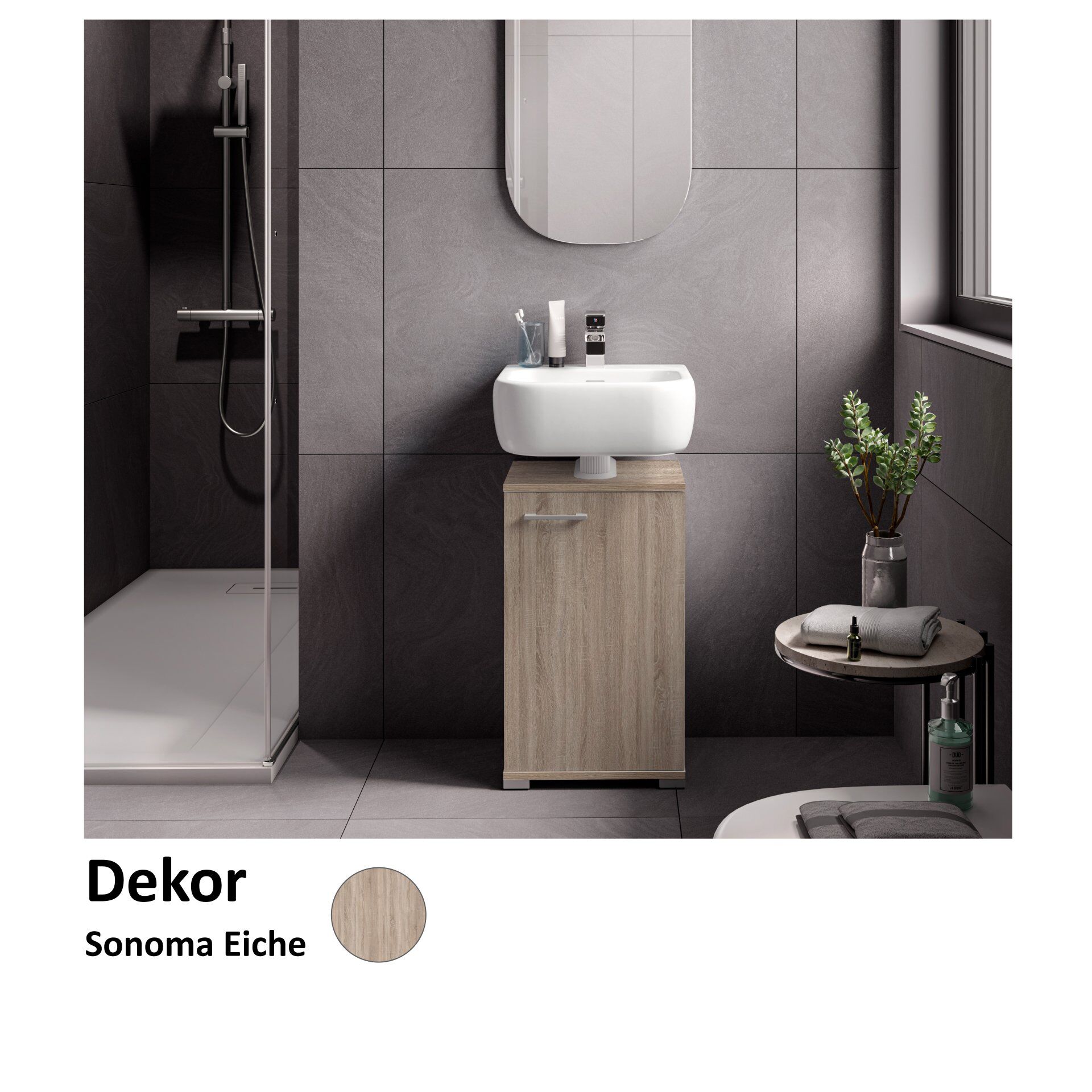 Waschbeckenunterschrank Easy, 40cm, Eiche, stehend