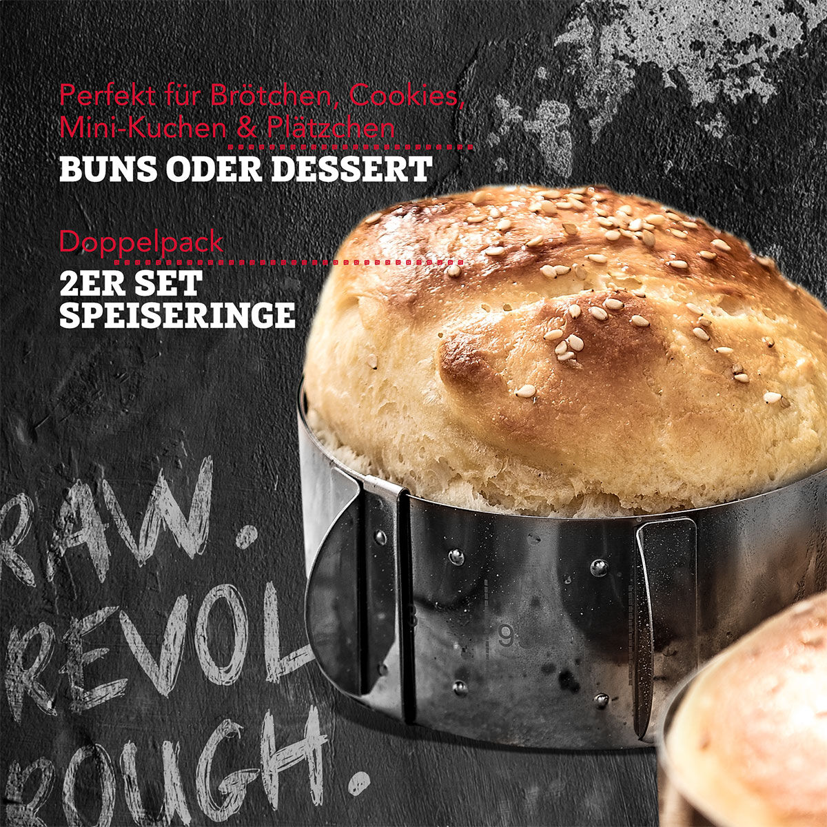 Burger- und Dessertringe, 2 St., Edelstahl, verstellbar