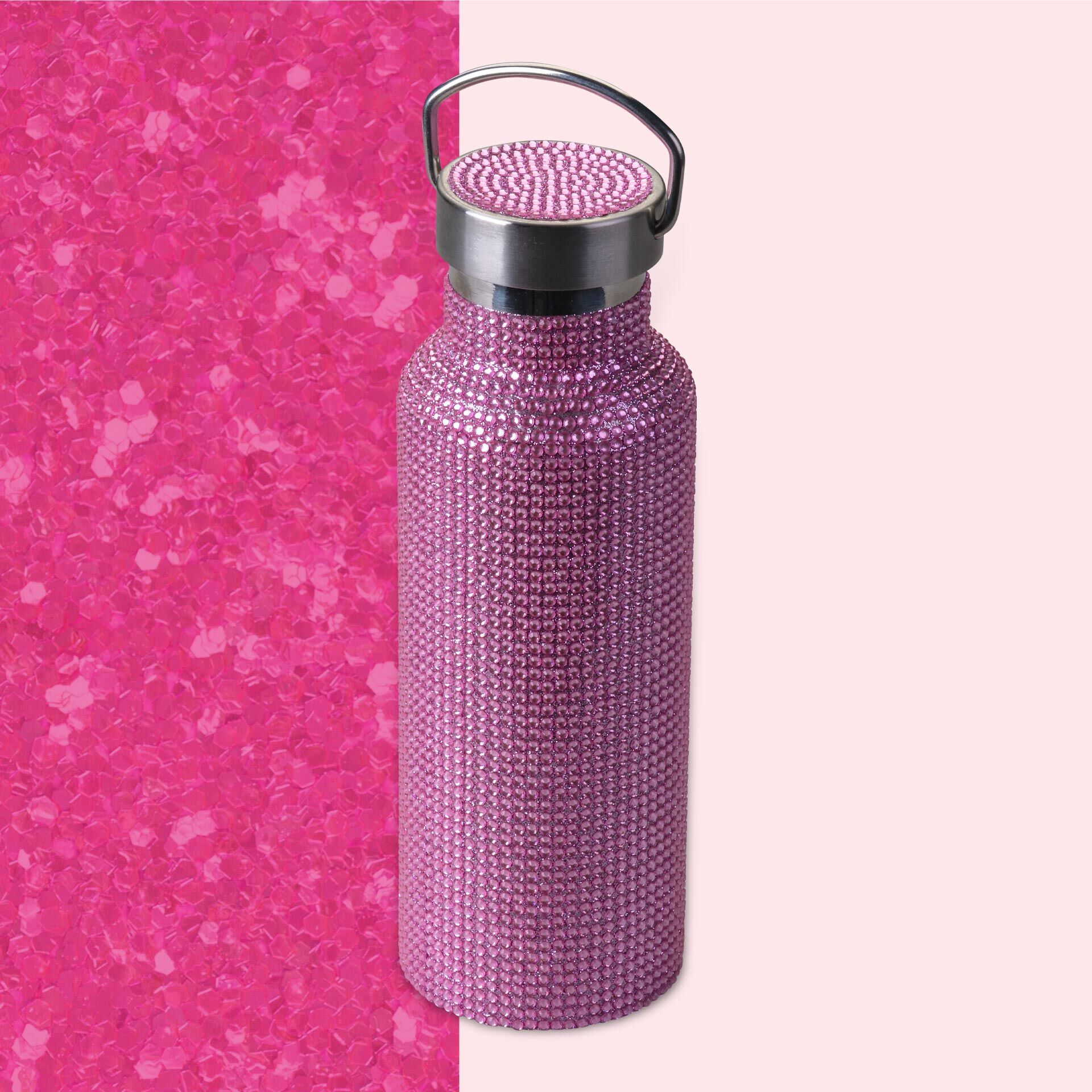 Trinkflasche Pink, Strass, 500ml