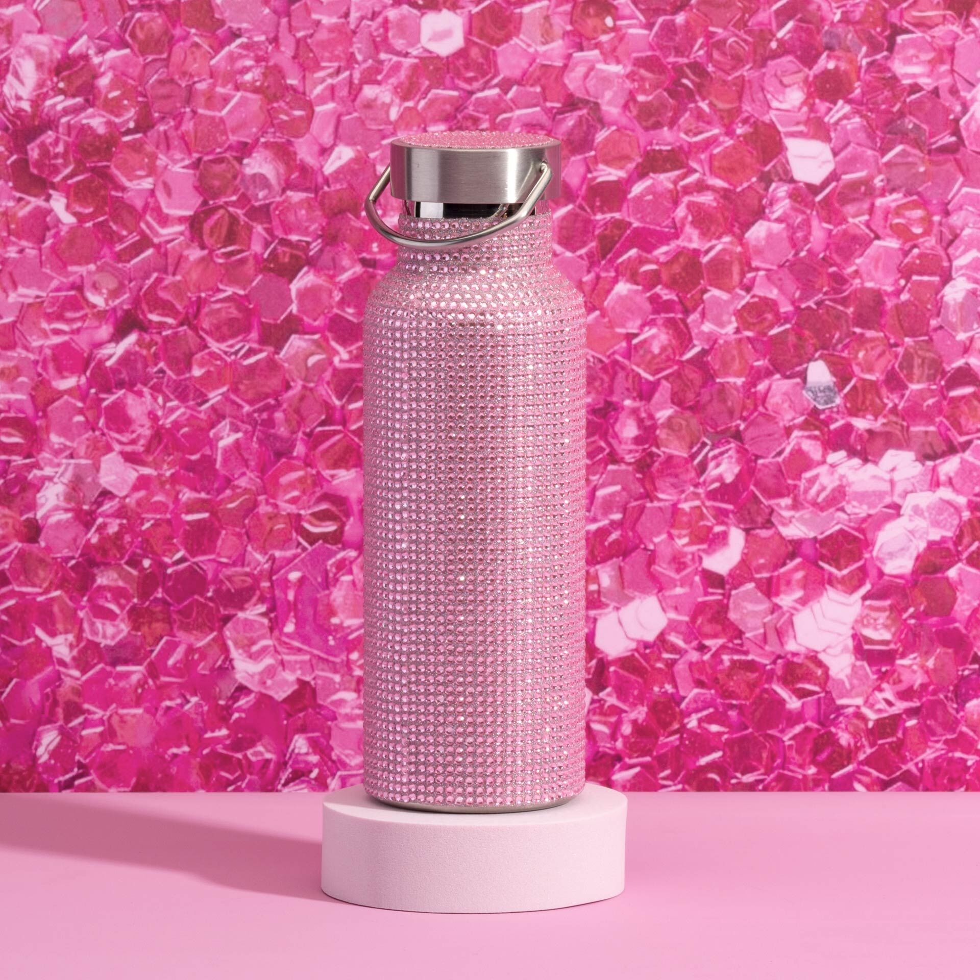 Trinkflasche Pink, Strass, 500ml