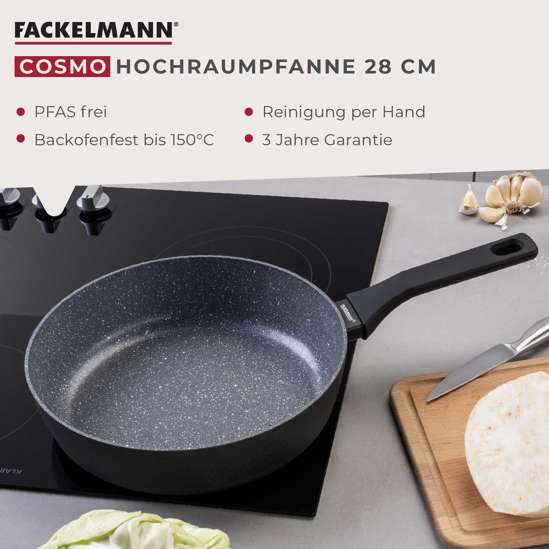 Hochrandpfanne, Keramik, antihaft, Ø28cm