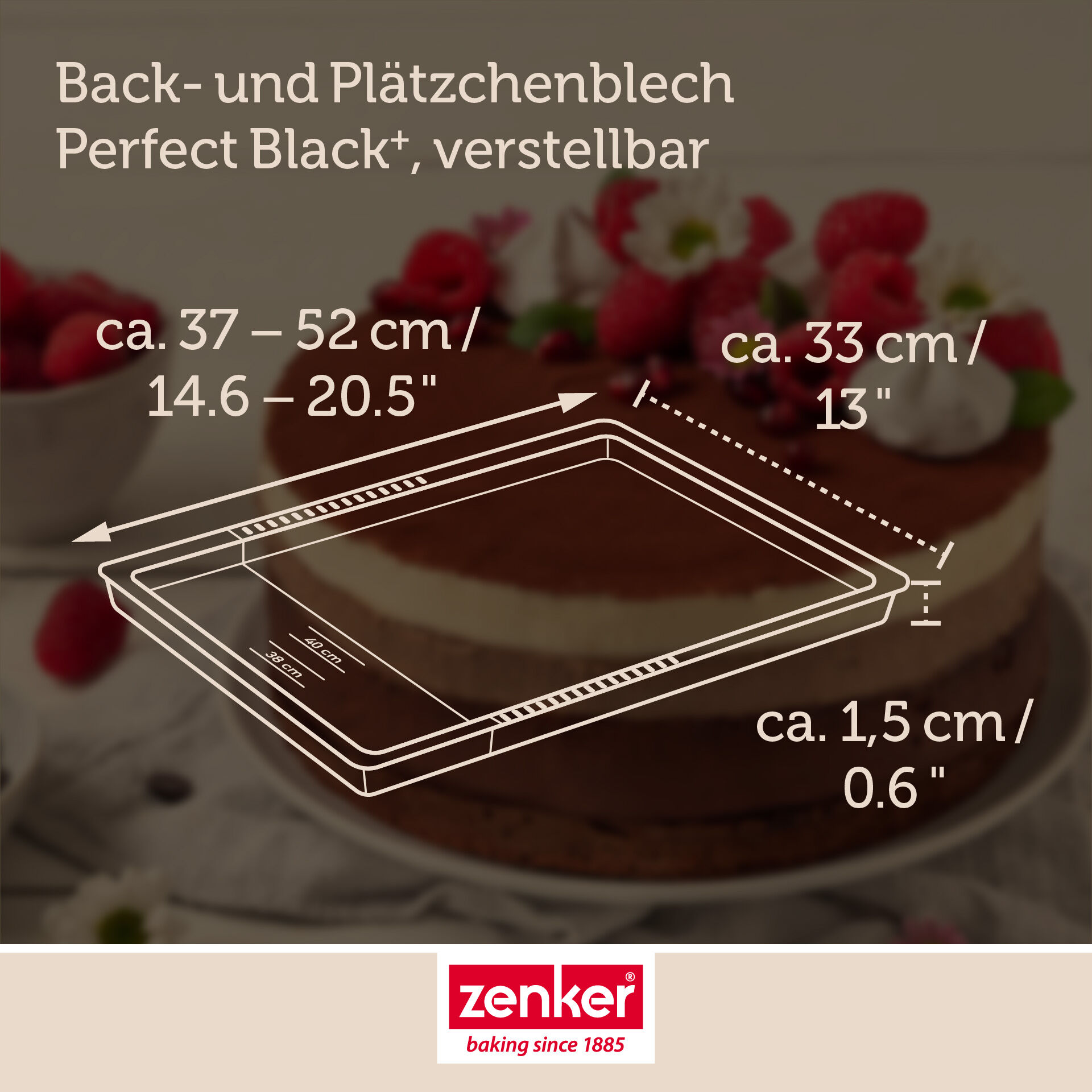 Backblech ausziehbar Perfect Black+, 37-52cm
