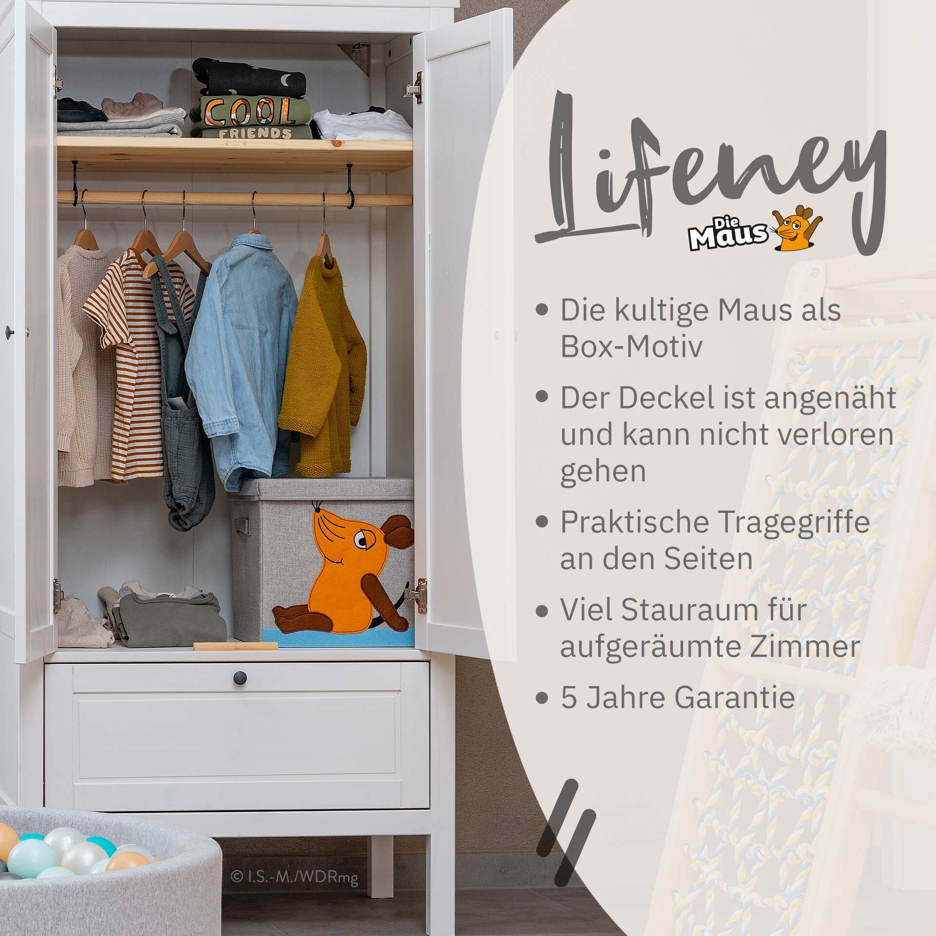 Aufbewahrungsbox mit Deckel DieMaus sitzend