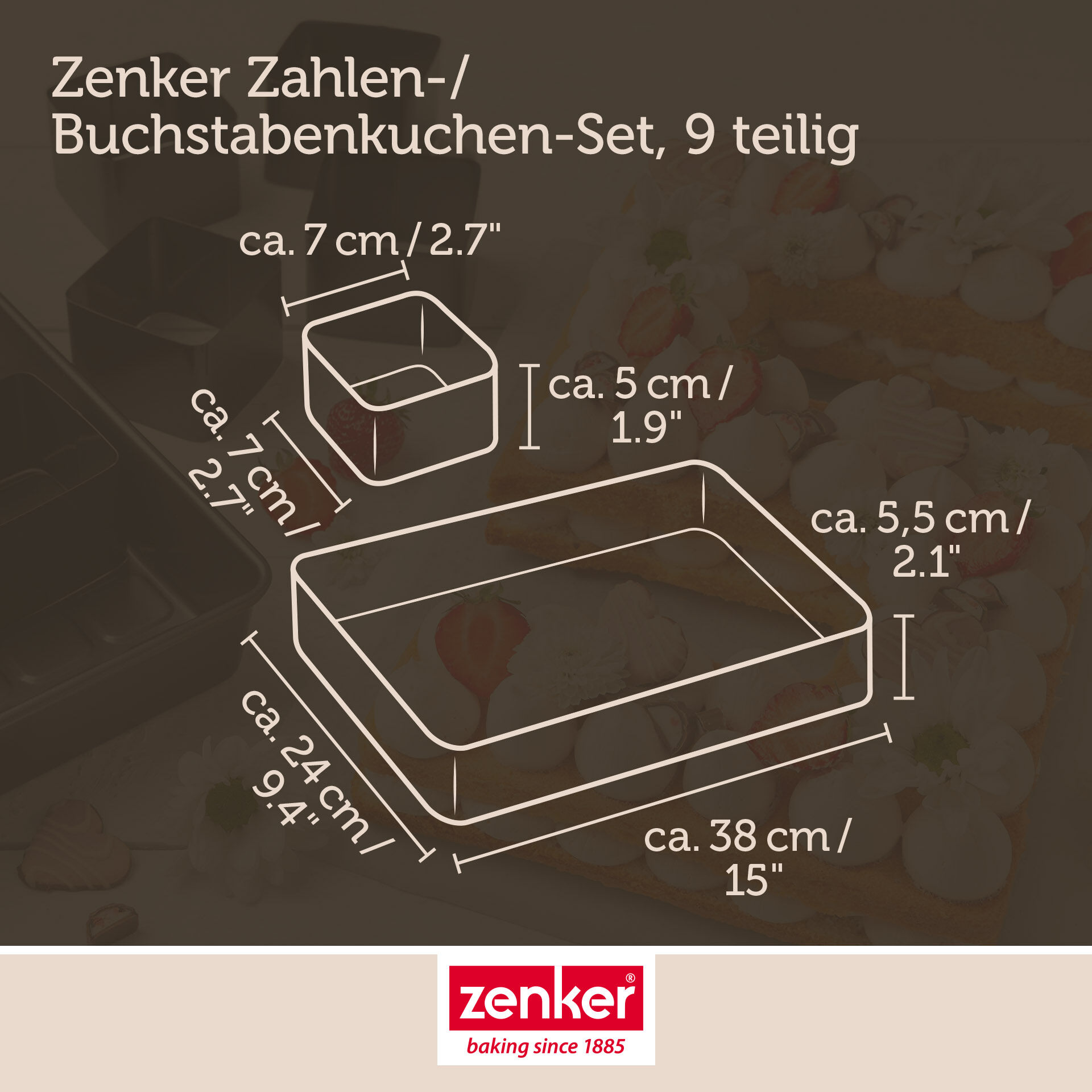 Buchstaben- & Zahlen-Kuchenform-Set, 9-teilig