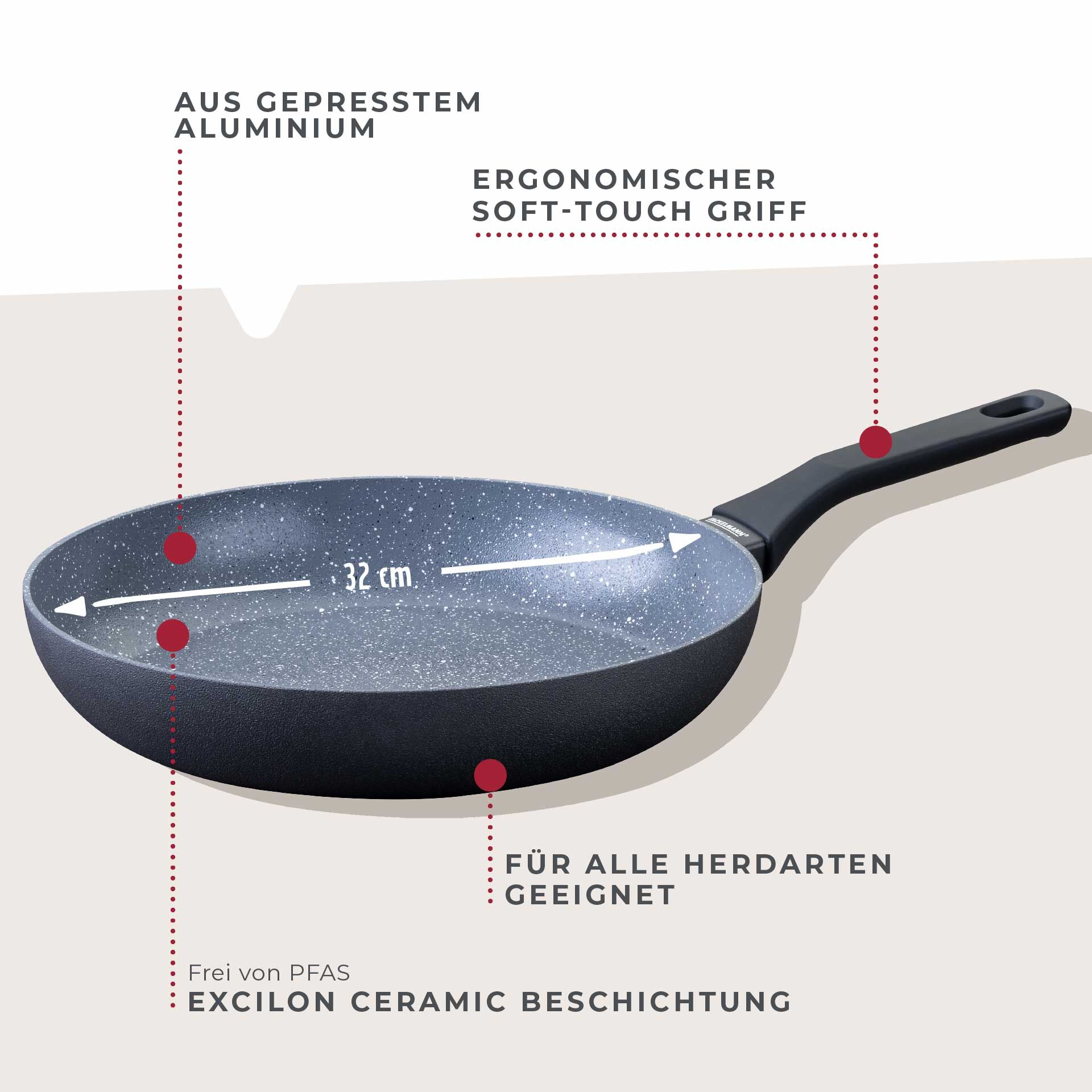 Bratpfanne Cosmo, Keramik, antihaft , Ø32cm