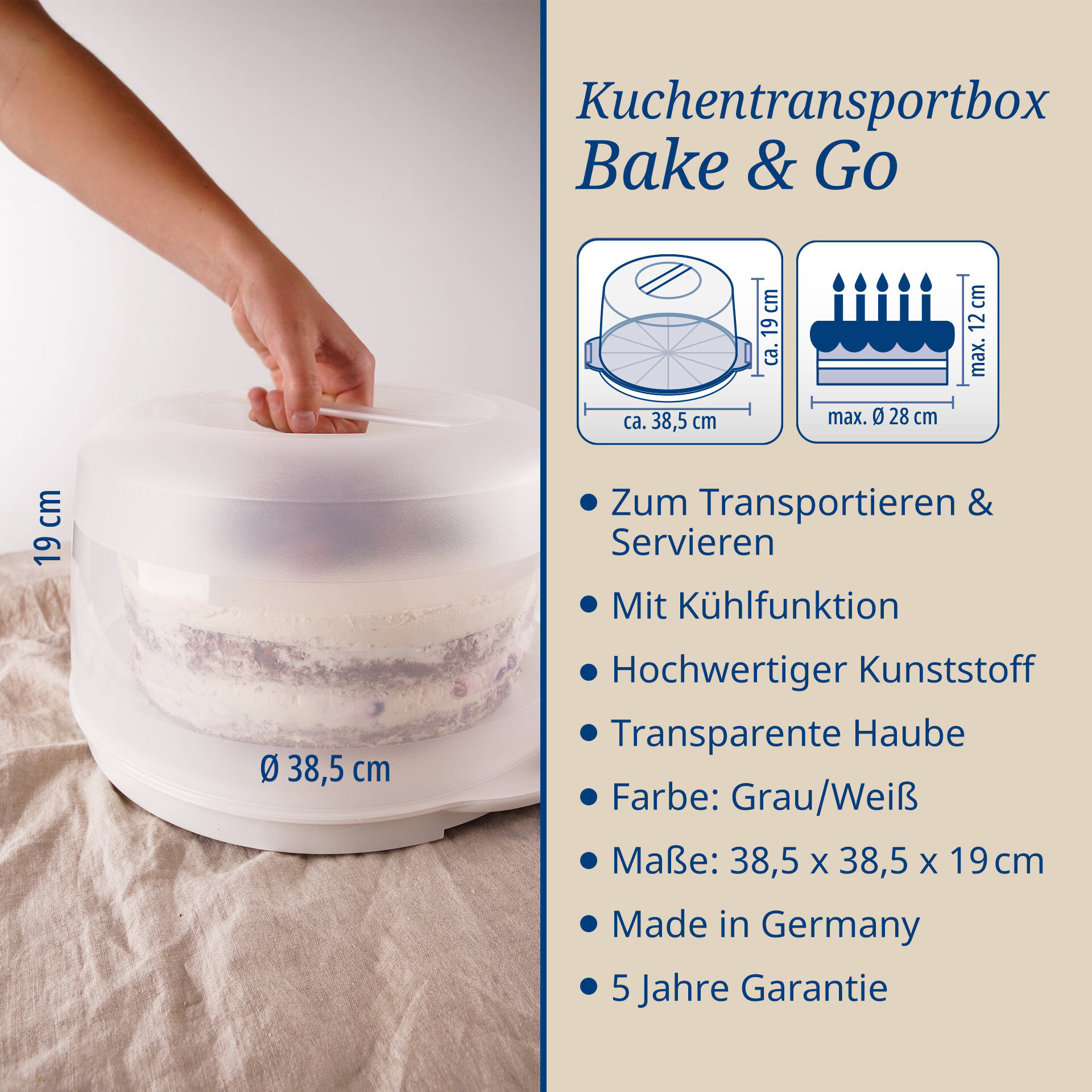 Kuchentransportbox Bake & Go, Ø38,5cm