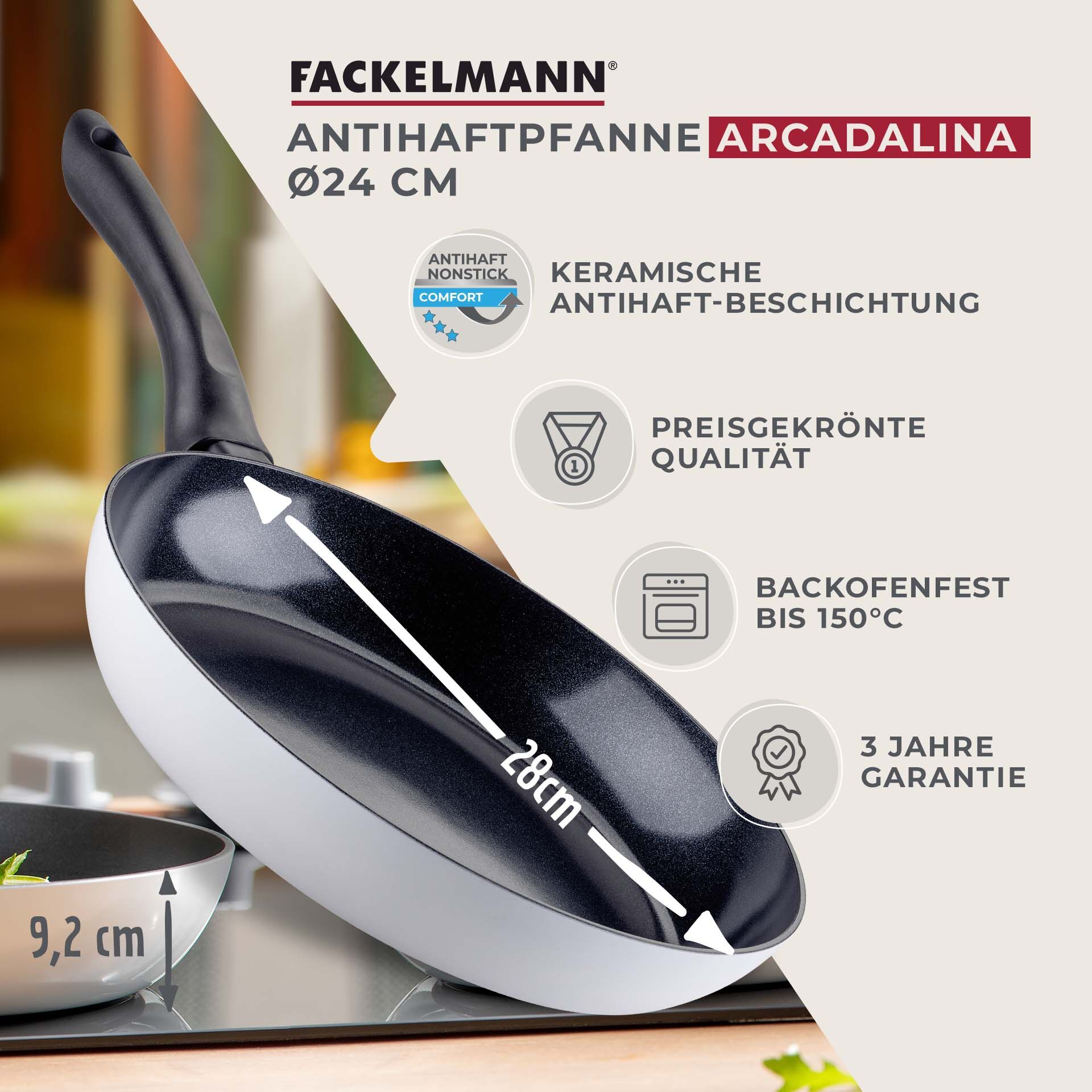 Bratpfanne Arcadalina, Keramik, antihaft, Ø28cm