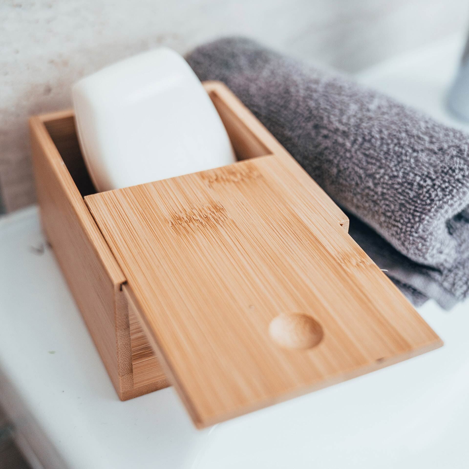Seifenbox mit Schiebedeckel, Bambus