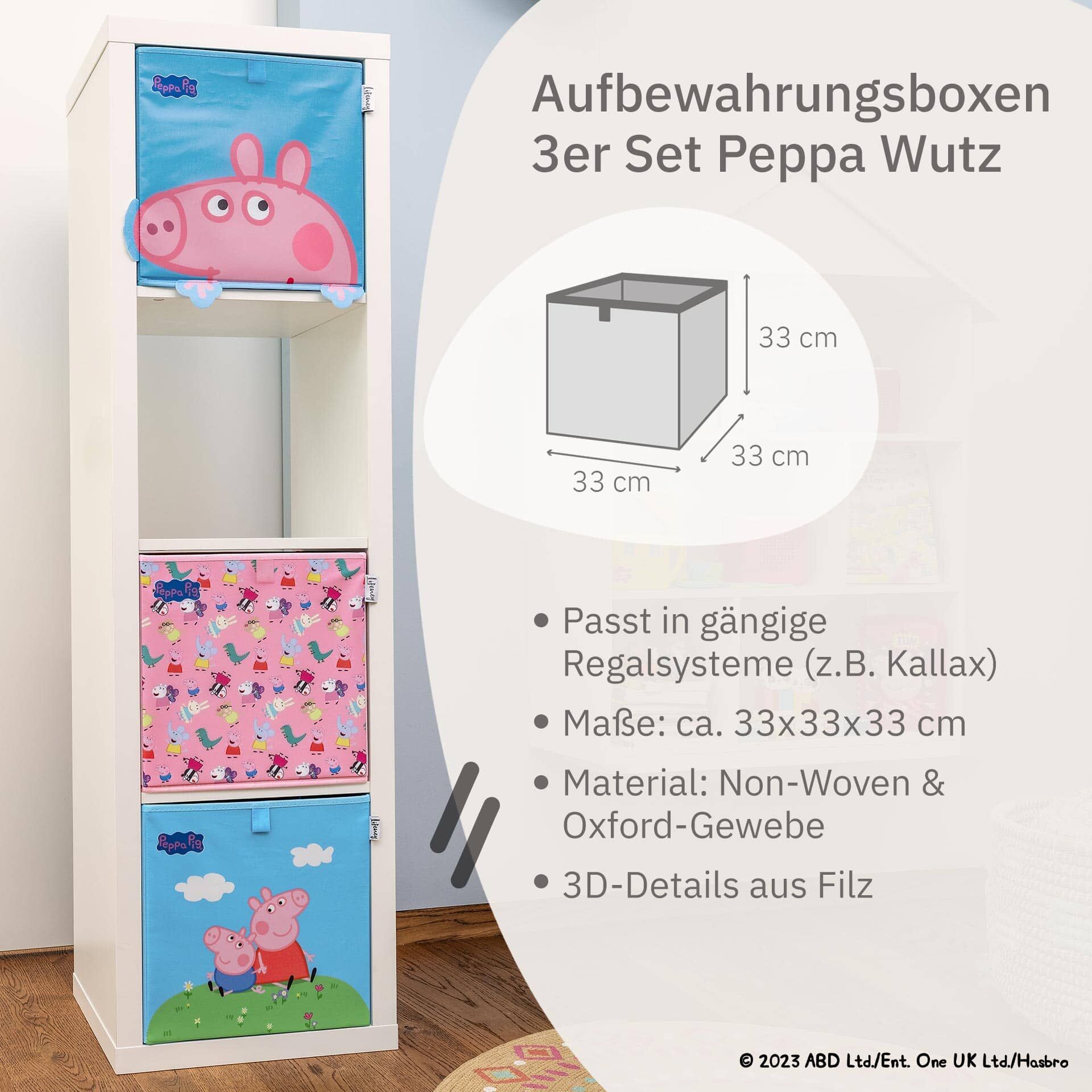 Aufbewahrungsbox Peppa Pig 3er Set, 33x33x33cm