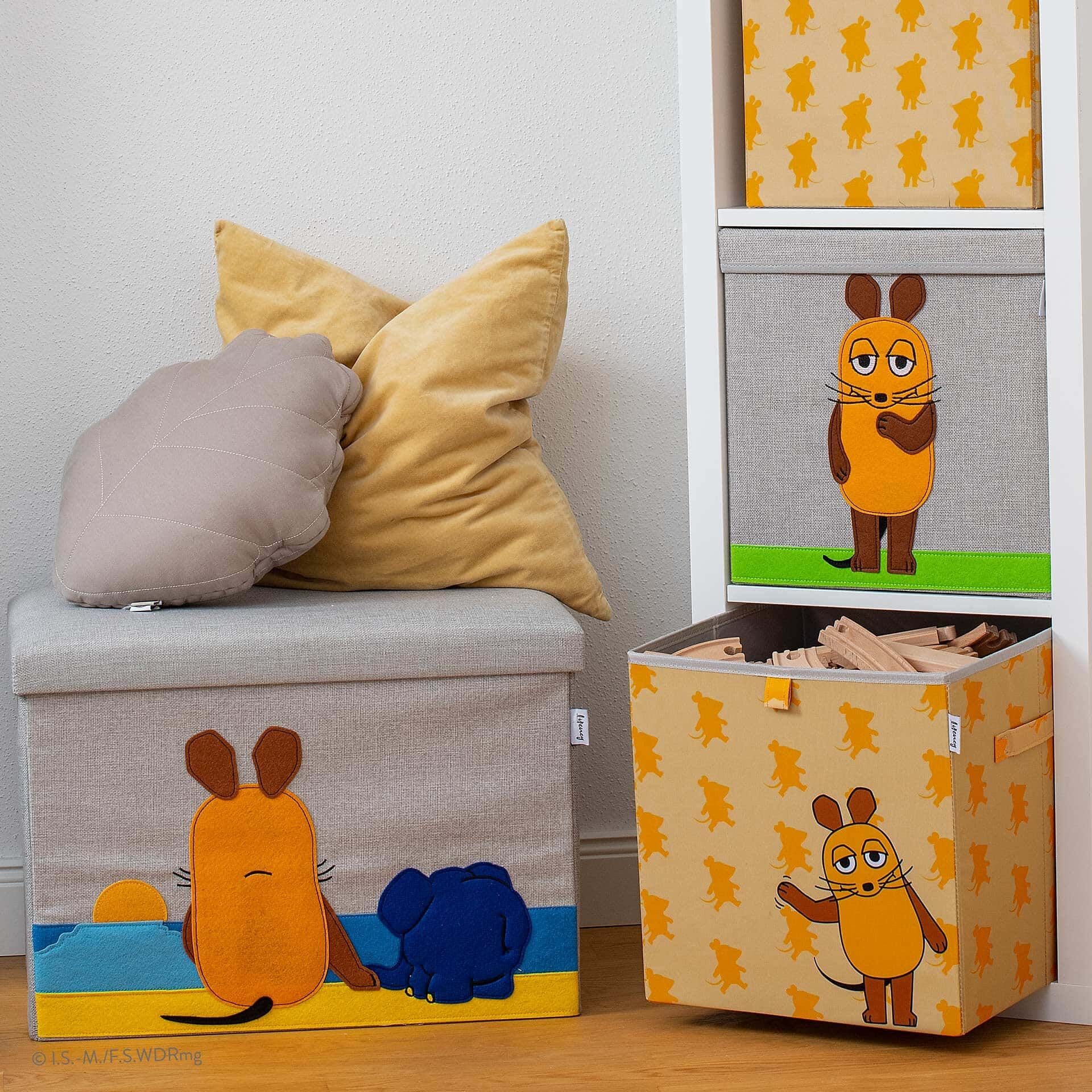 Aufbewahrungsbox mit Deckel DieMaus stehend, 33x33x33cm