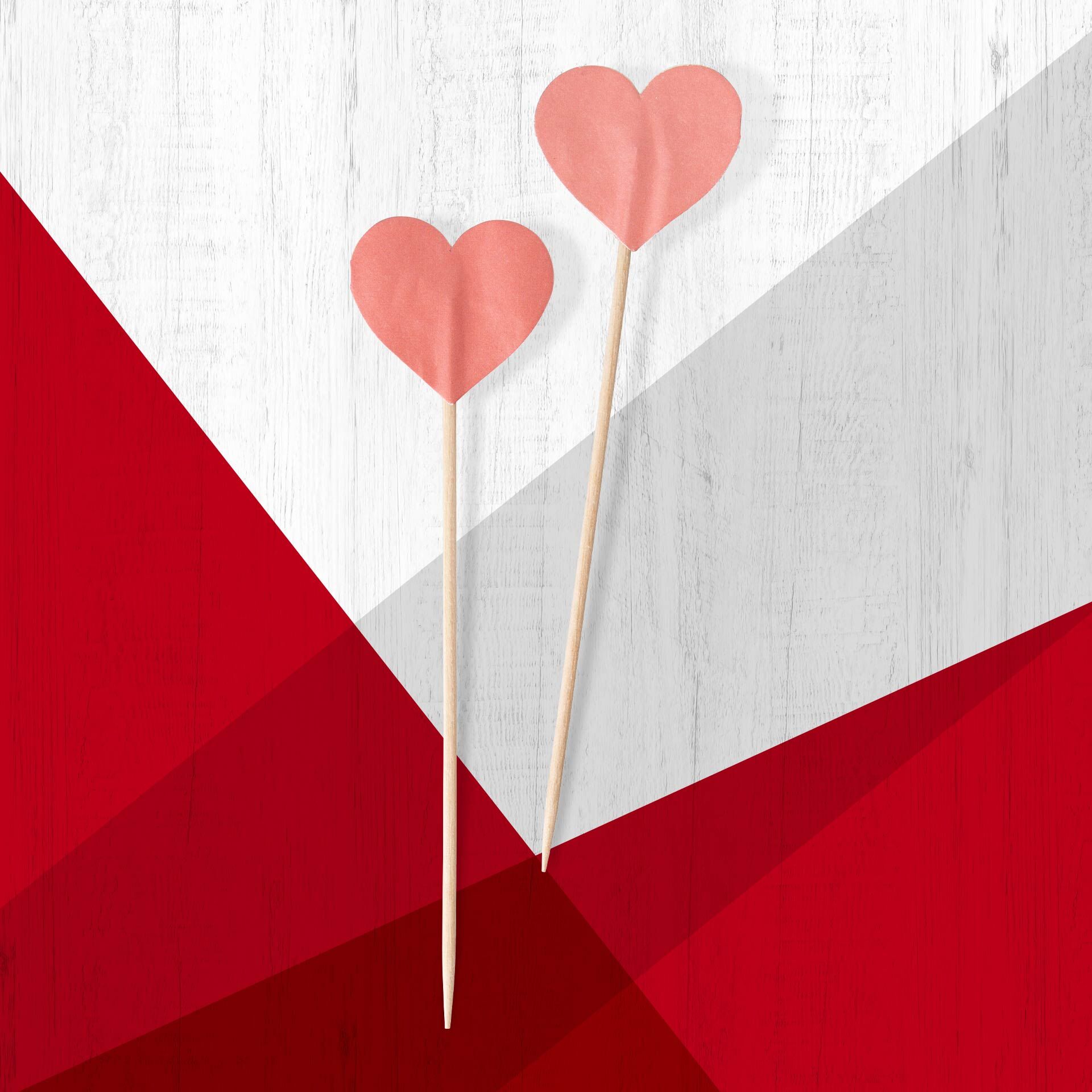 Herzpicker, 12cm, 25 Stk, FSC™-zertifiziertes Birkenholz