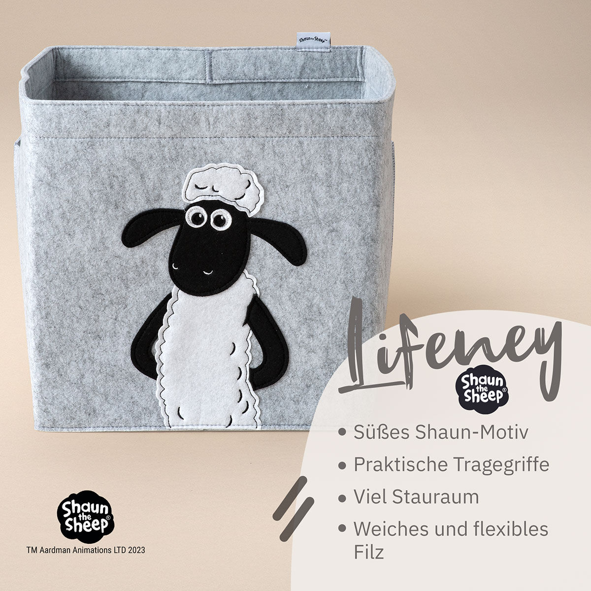 Aufbewahrungsbox Shaun stehend, Filz, 33x33x33cm