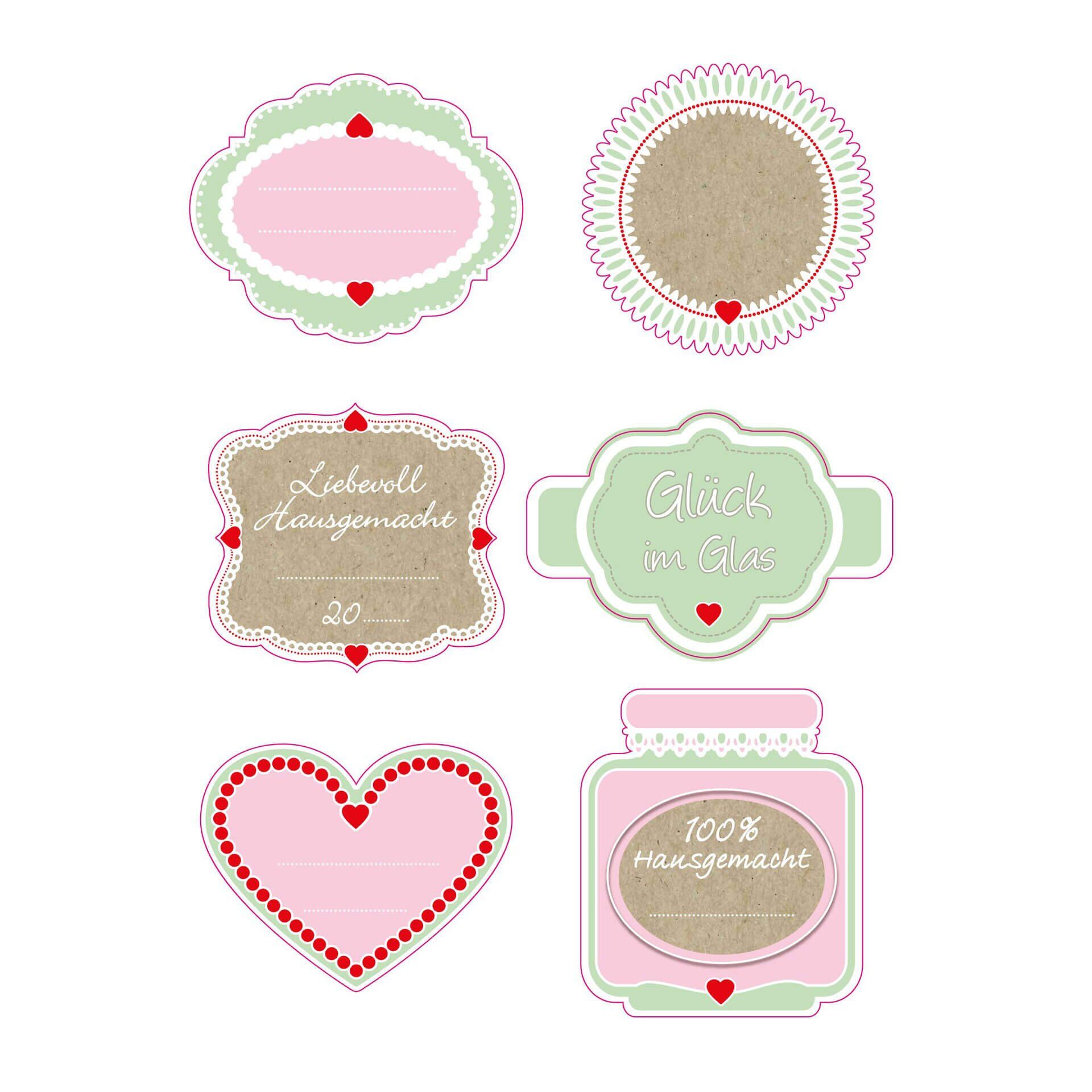 Glas-Etiketten Liebevoll hausgemacht, 24-teilig Glas-Etiketten Liebevoll hausgemacht, 24-teilig
