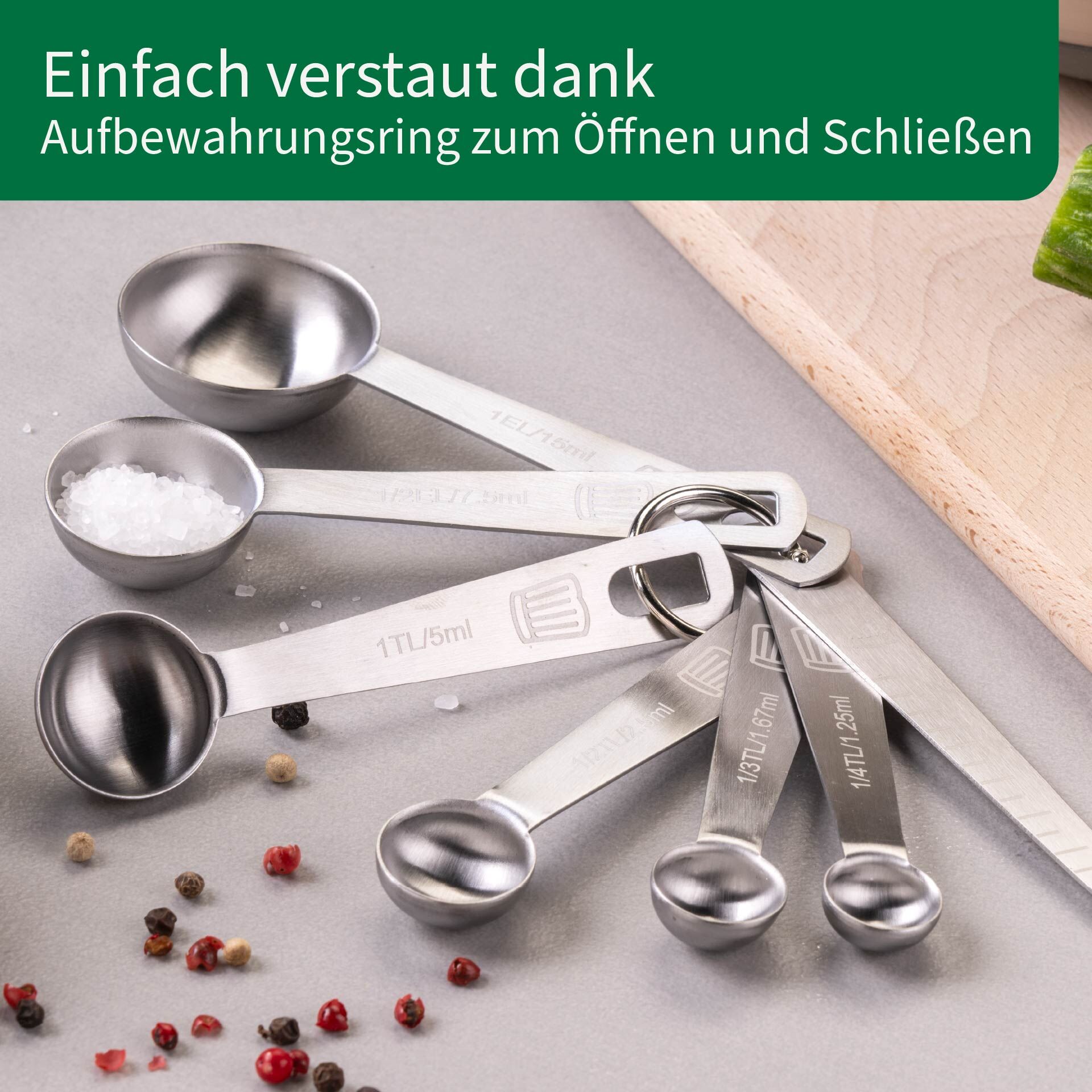 Messlöffelset, Edelstahl, 7-teilig