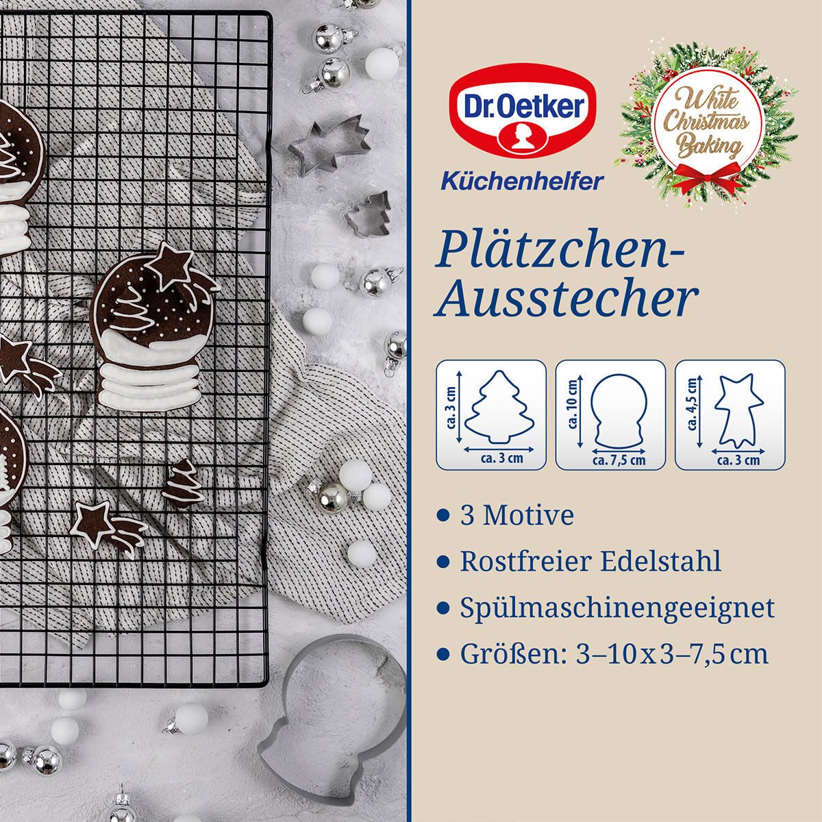 Ausstecher Schneekugel White Christmas Baking, 3-teilig