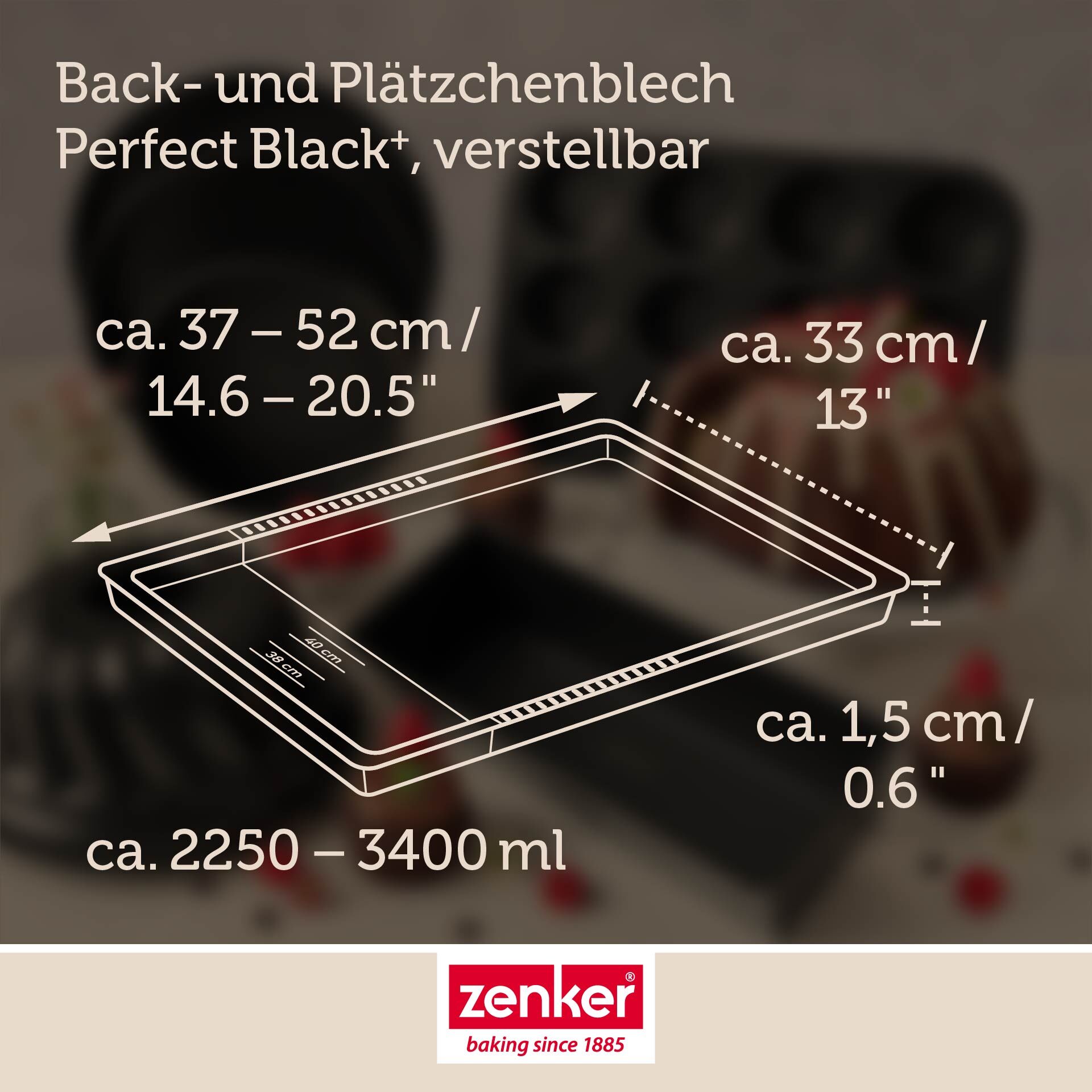 Backblech ausziehbar Perfect Black+, 37-52cm, hoch