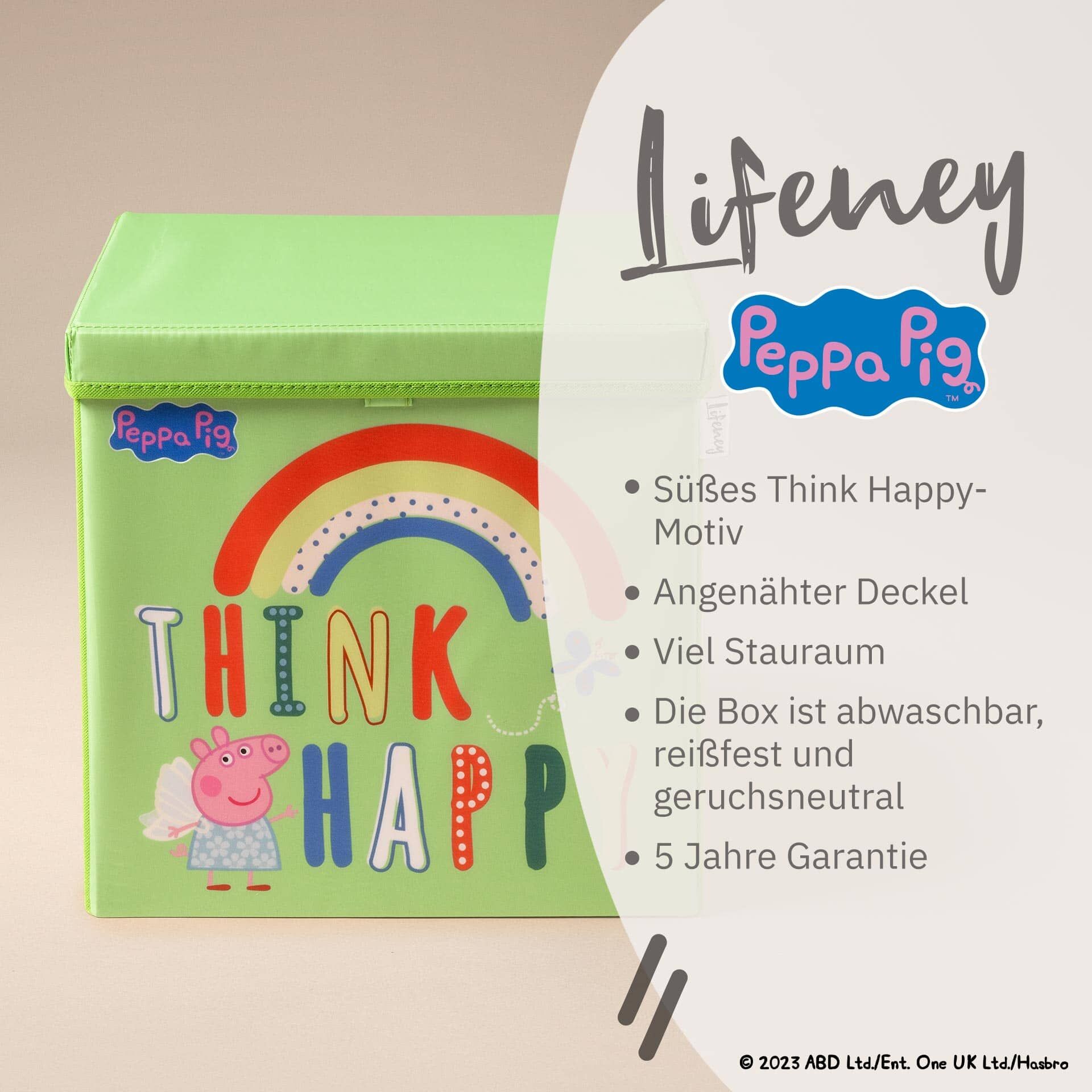 Aufbewahrungsbox Peppa Pig Happy mit Deckel, 33x33x33cm