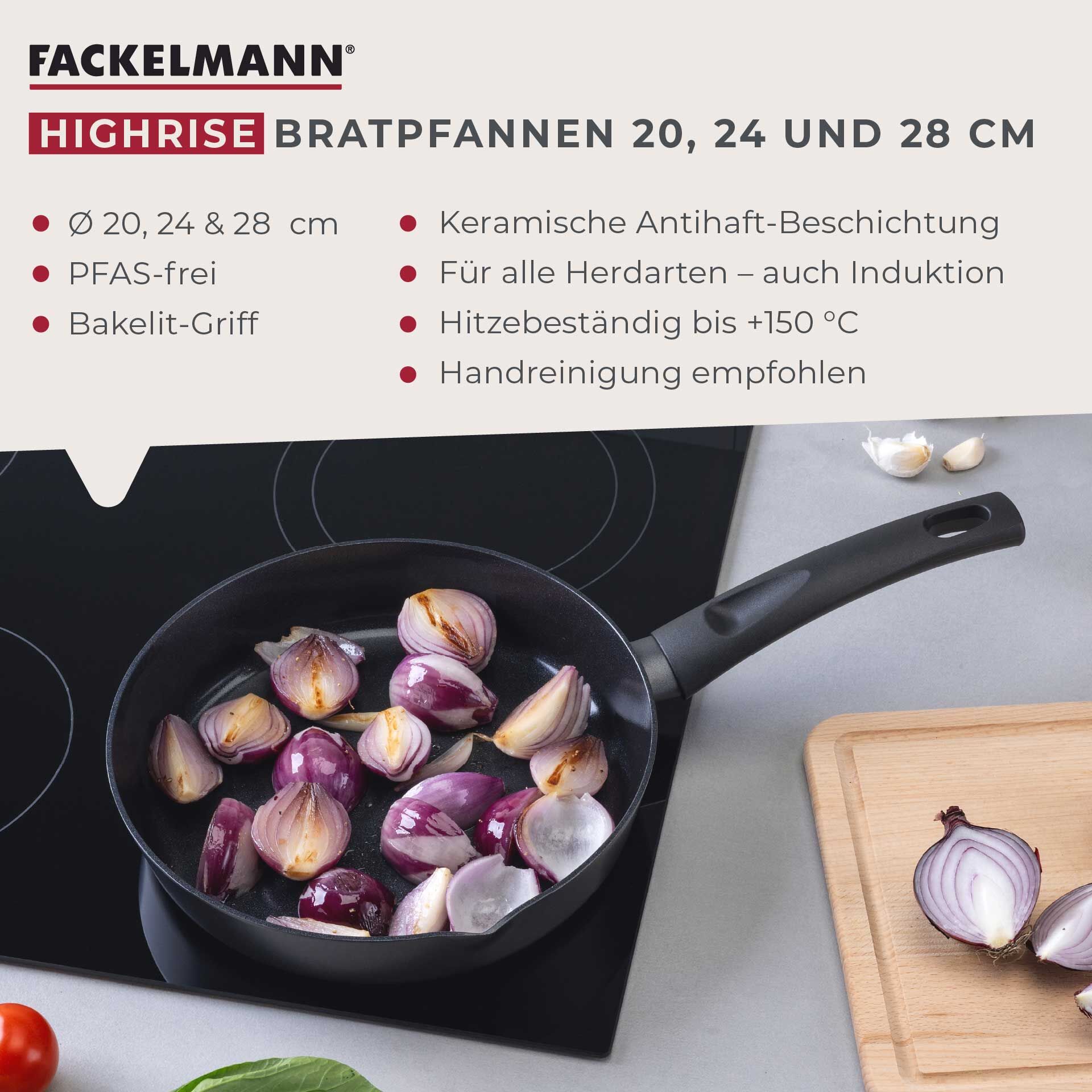 Bratpfannen-Set "Highrise", Keramik, antihaft, Ø20/24/28cm, 3-tlg.