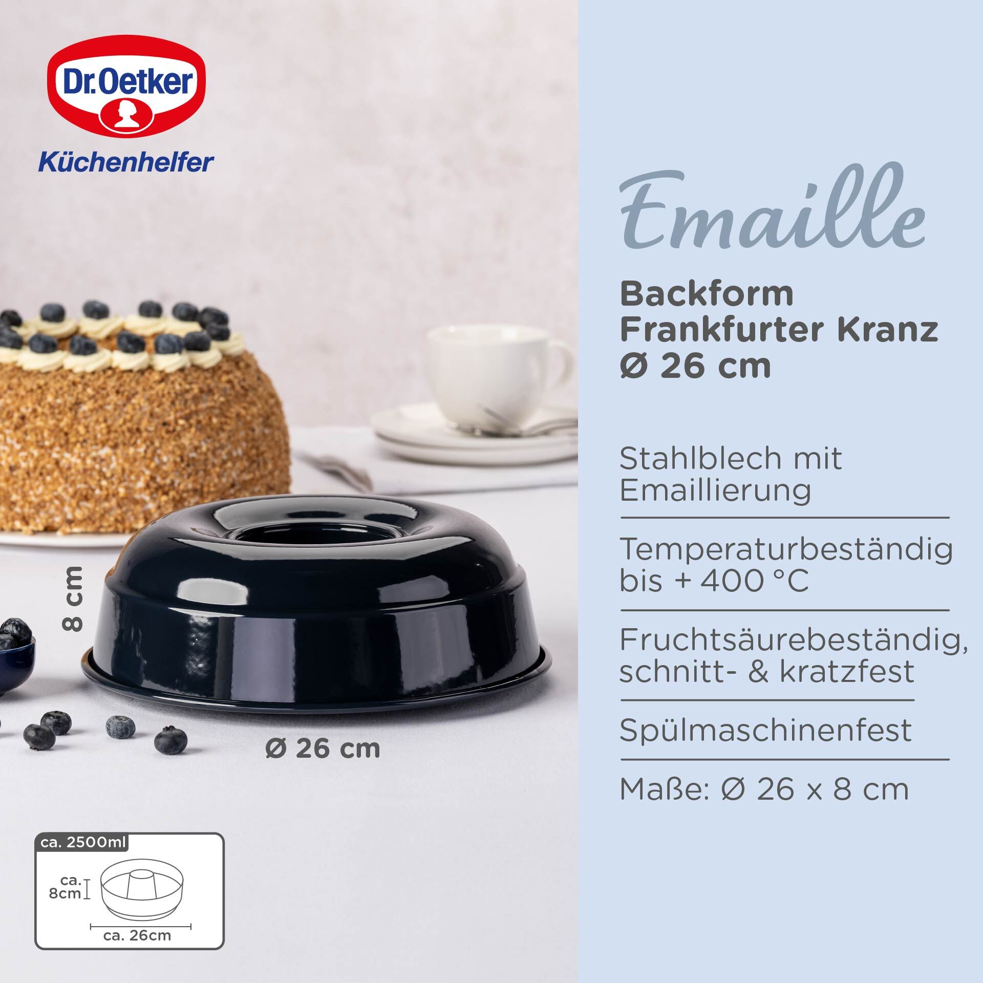 Backform Frankfurter Kranz Back-Liebe Emaille, Ø26cm