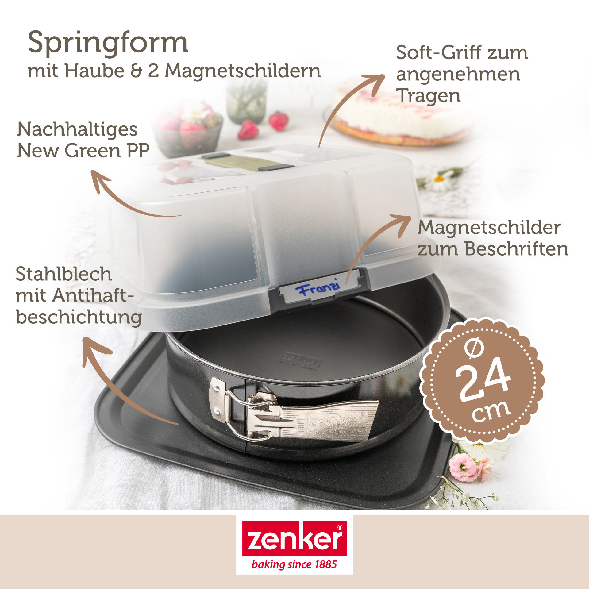 Springform mit Transporthaube, Ø24cm Springform mit Transporthaube, Ø24cm