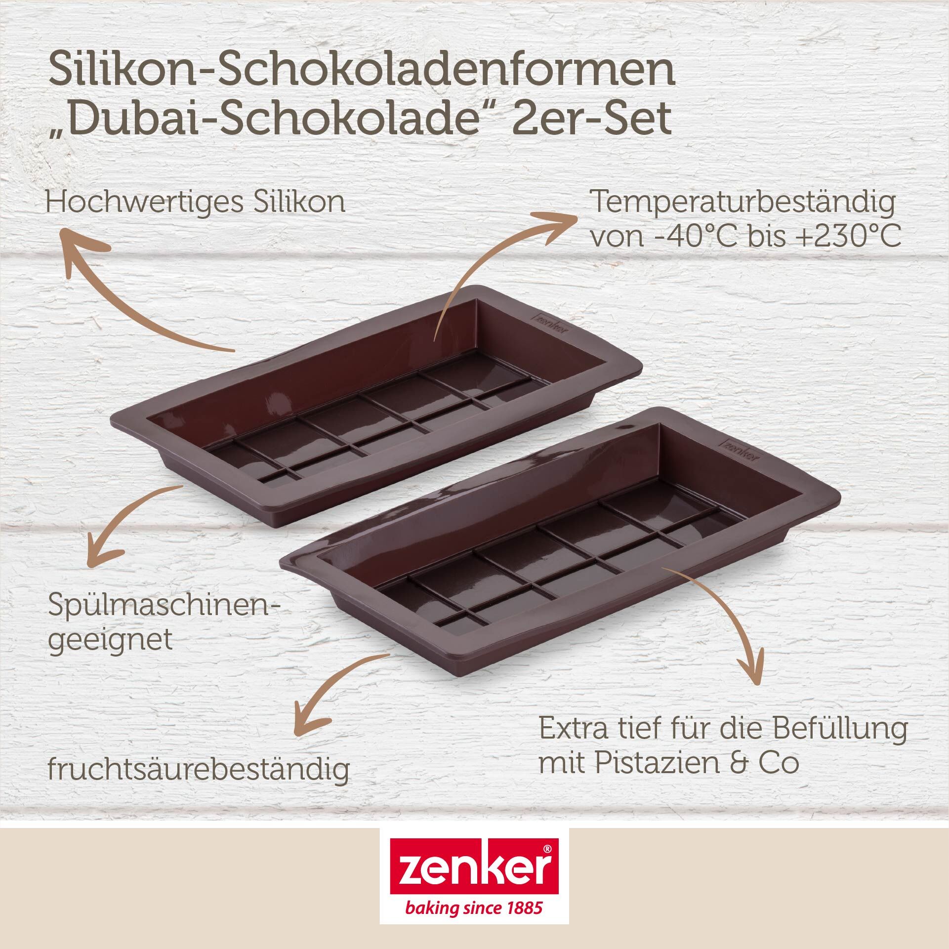Schokoladenform Dubai-Schokolade, Silikon, 2 Stück