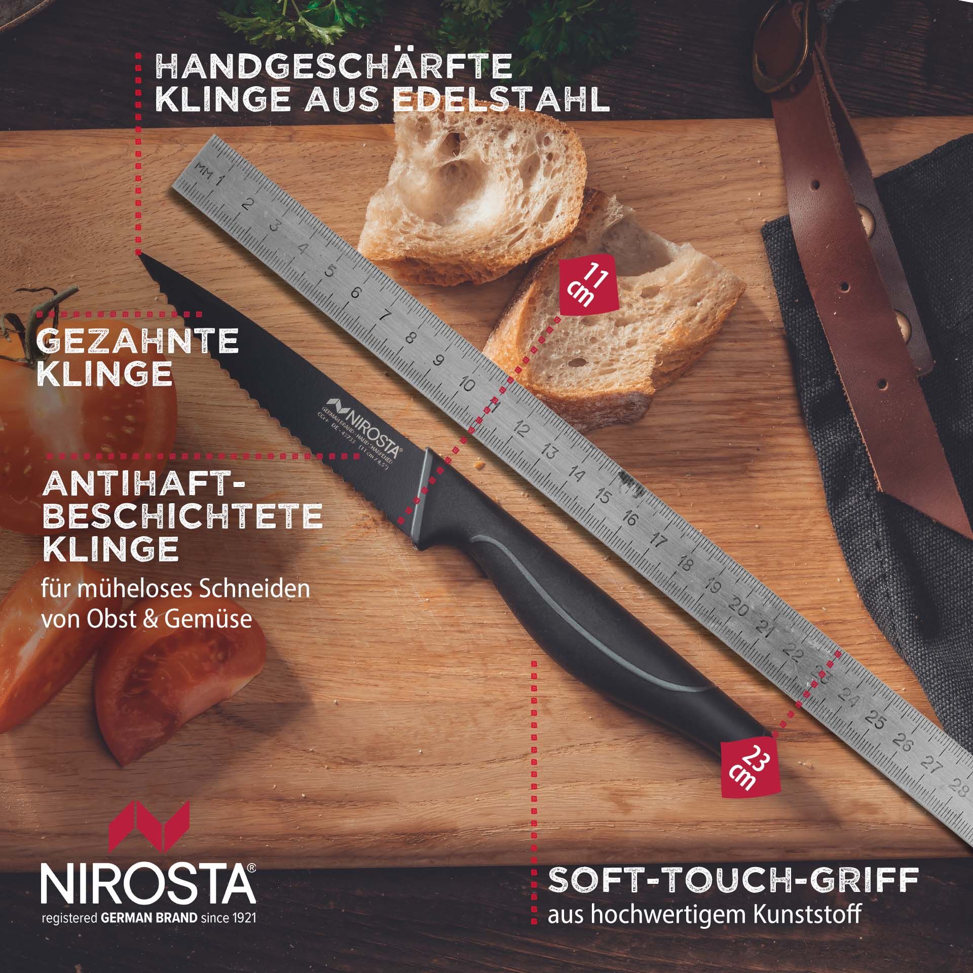 Küchenmesser gezahnt Wave, 11cm Klinge