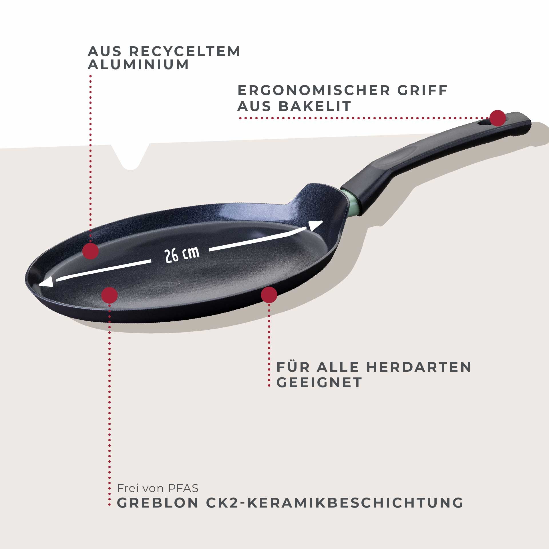 Crêpepfanne Brandao, Keramik, antihaft, Ø26cm