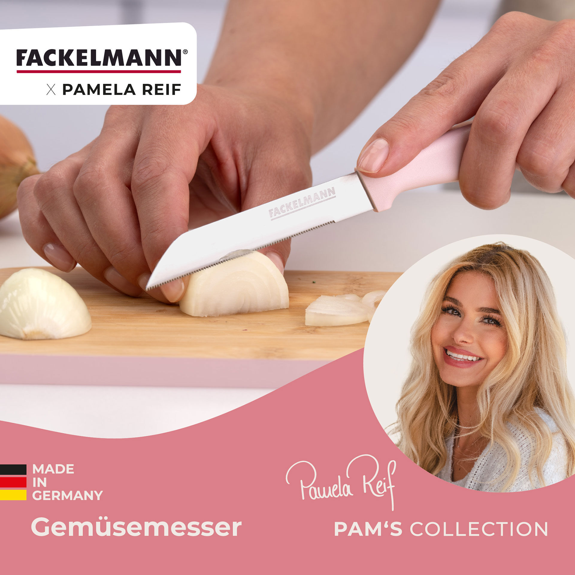 Pamela Reif Gemüsemesser, rosa, 12cm Klinge