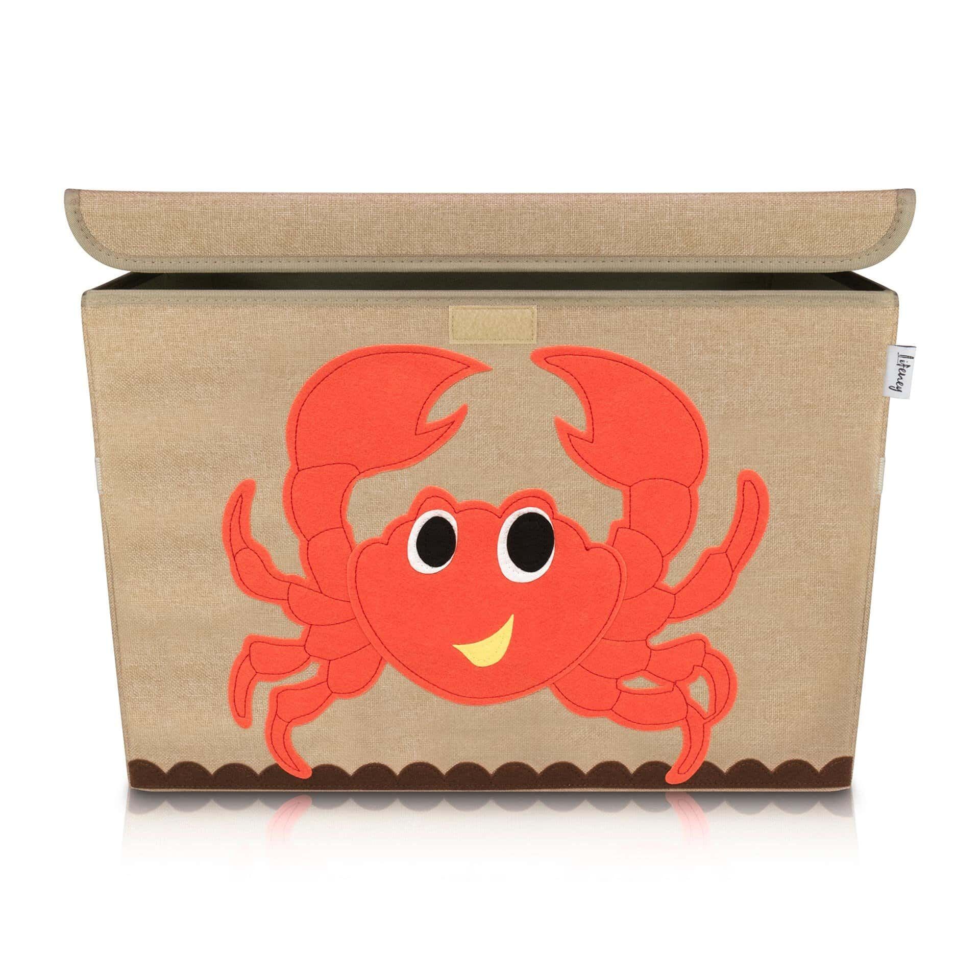 Aufbewahrungsbox mit Deckel, Krabbe, beige, groß, 51x36x36cm
