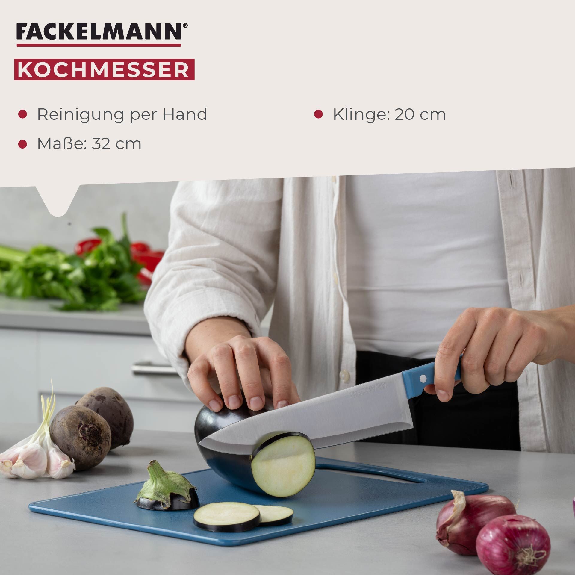 Kochmesser blau, 20cm Klinge