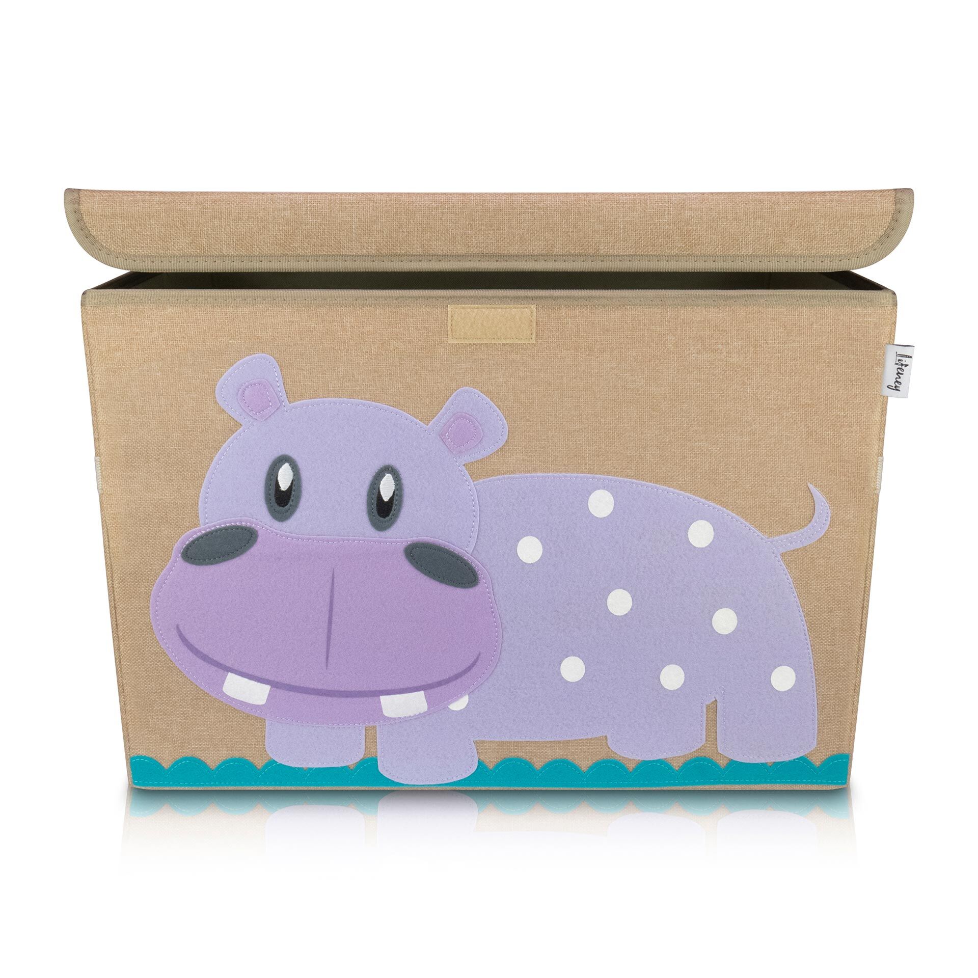 Aufbewahrungsbox Hippo mit Deckel, braun, groß, 51x36x36cm