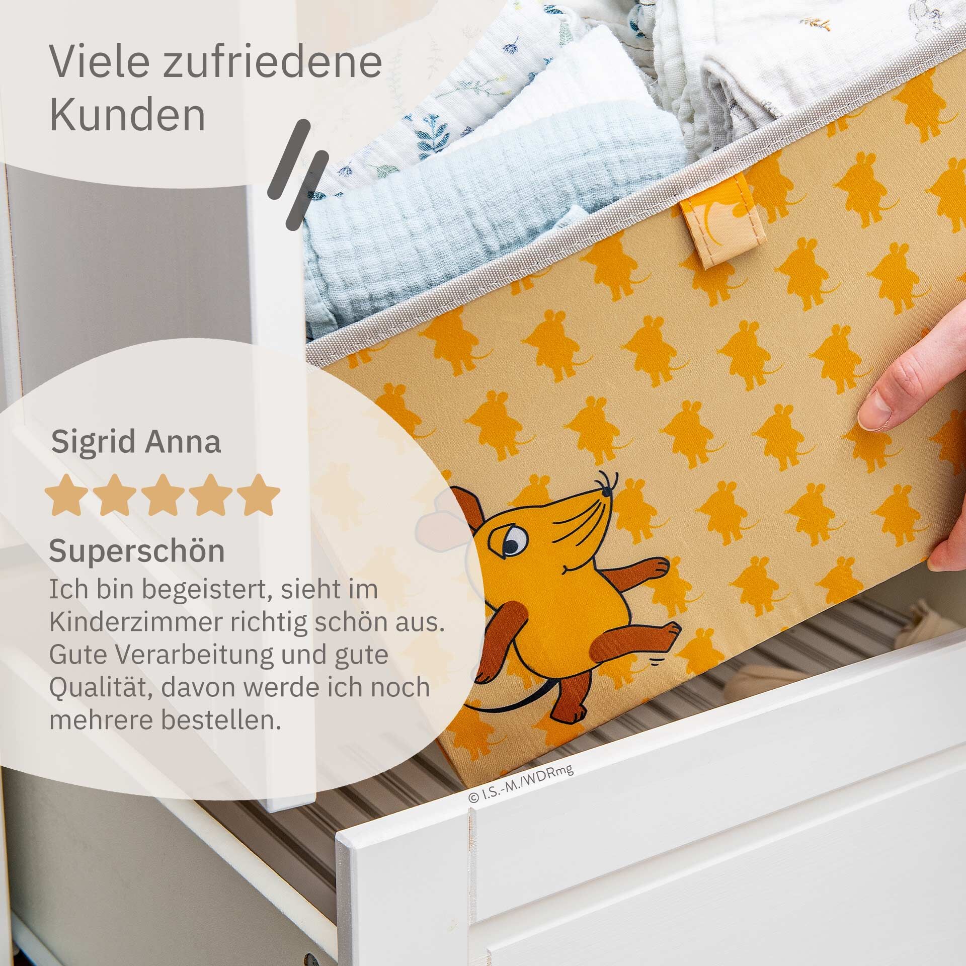 Aufbewahrungsbox 2er-Set DieMaus, 37x25x21cm, apricot