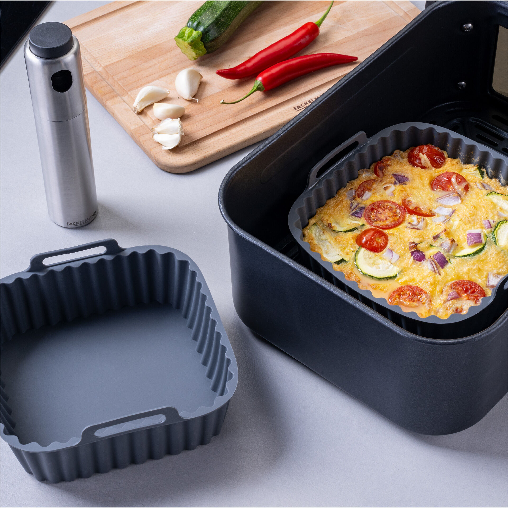 Silikonform für Heißluftfritteuse eckig, 17x17x7cm