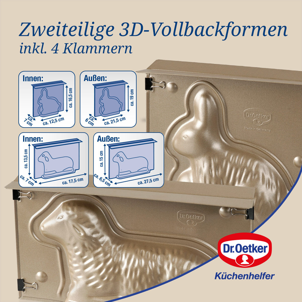 Backformen-Set "Hase und Lamm gold", 2-teilig