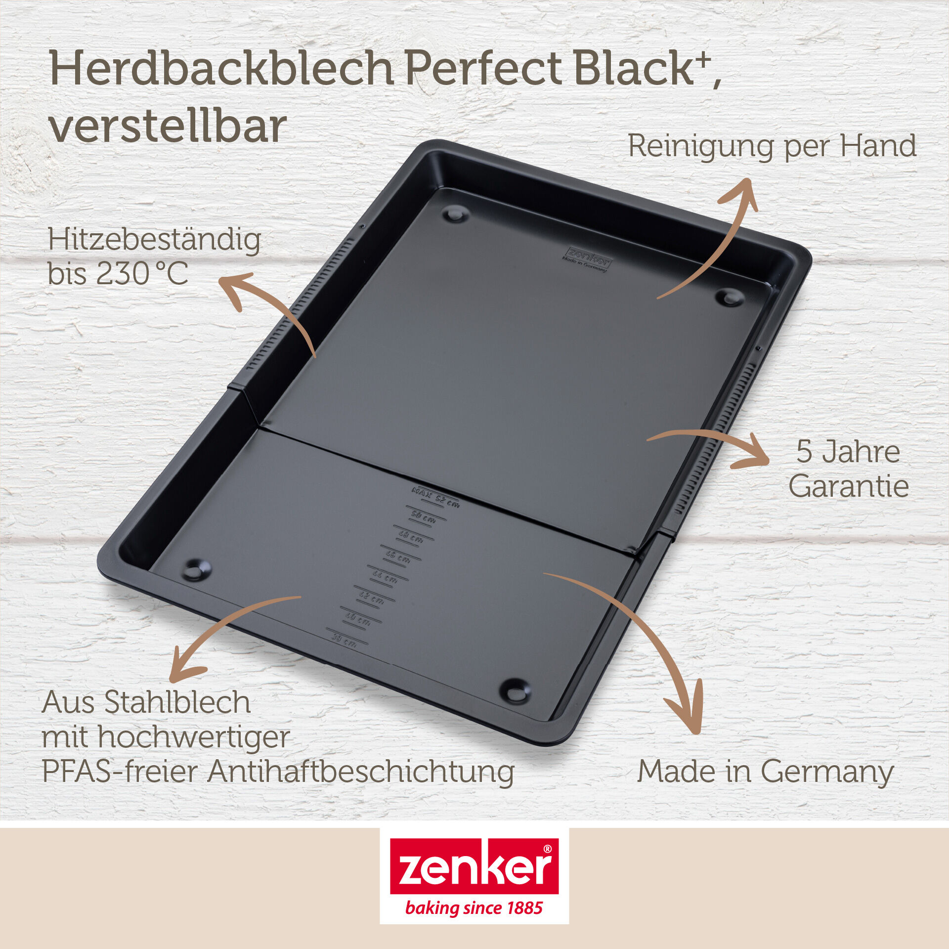 Backblech ausziehbar Perfect Black+, 37-52cm, hoch