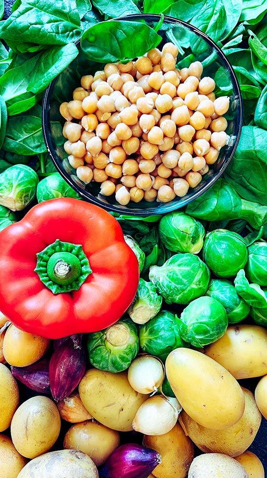 Mini-Kartoffeln, Kichererbsen & Babyspinat