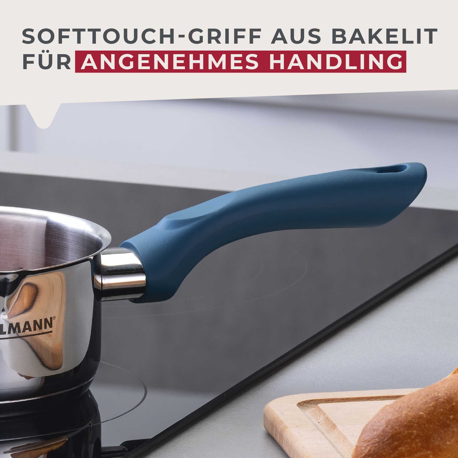 Stielkasserolle Essential, Ø12cm, blau